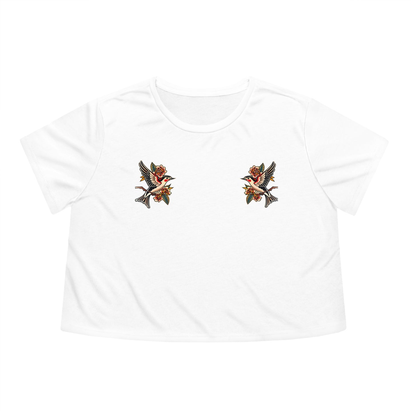 Swallow Tattoo Flowy Cropped Tee