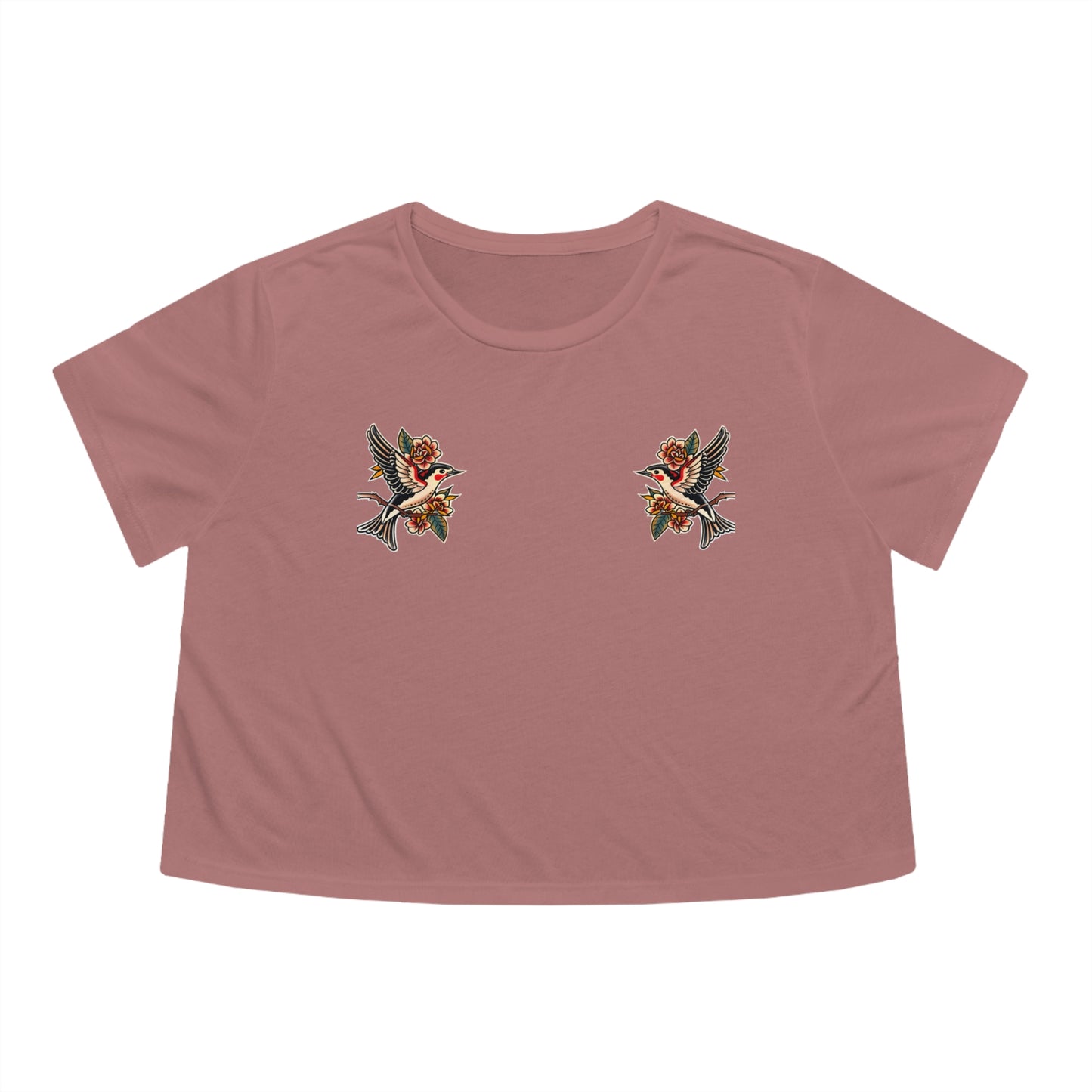 Swallow Tattoo Flowy Cropped Tee