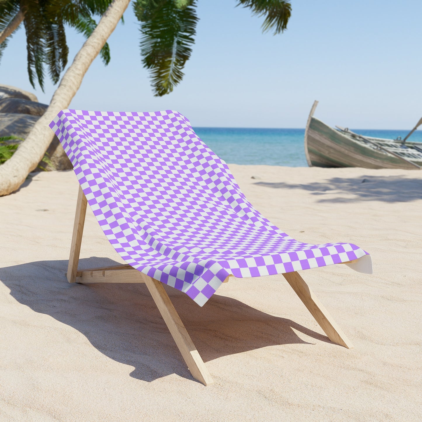 Purple Checkerboard Beach Towel