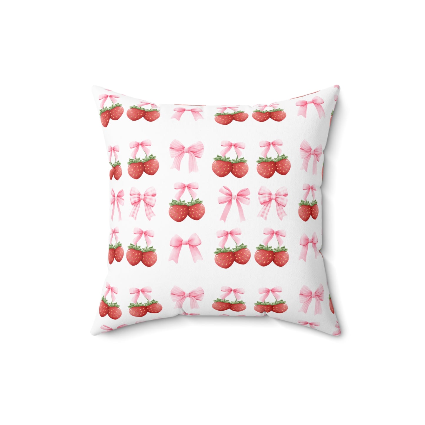Strawberry Coquette Square Pillow