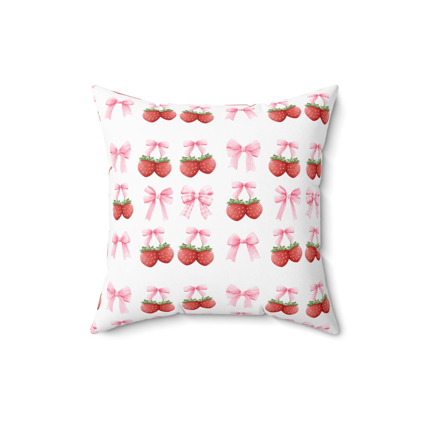 Strawberry Coquette Square Pillow