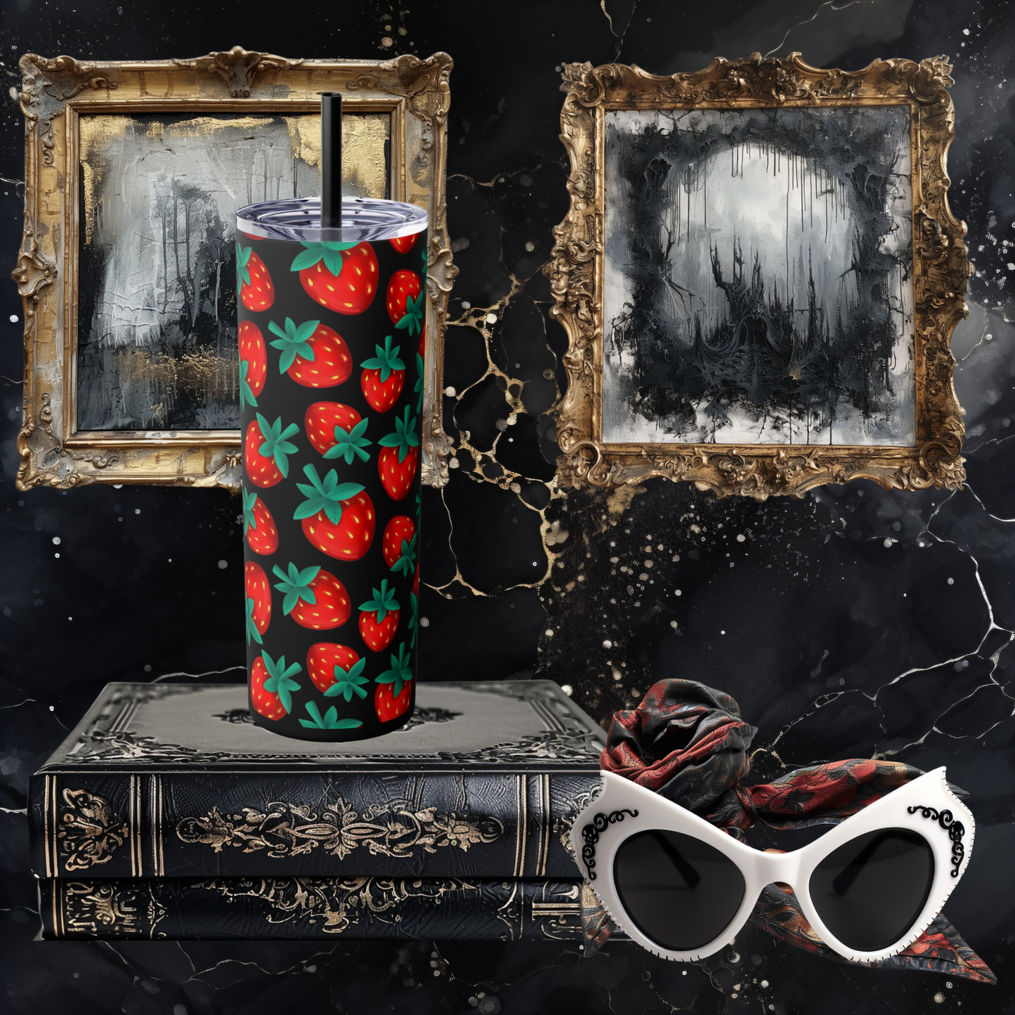 Strawberry Tumbler with Straw, 20oz