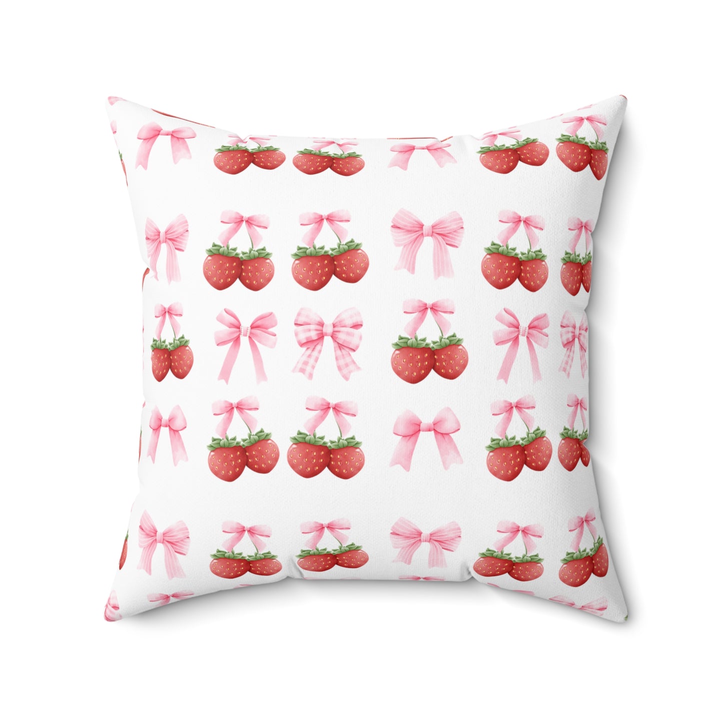 Strawberry Coquette Square Pillow