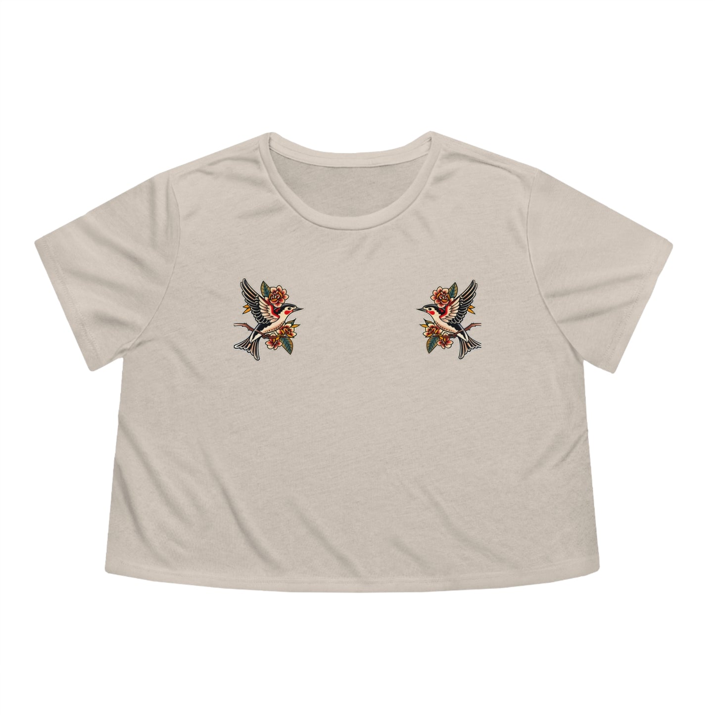 Swallow Tattoo Flowy Cropped Tee
