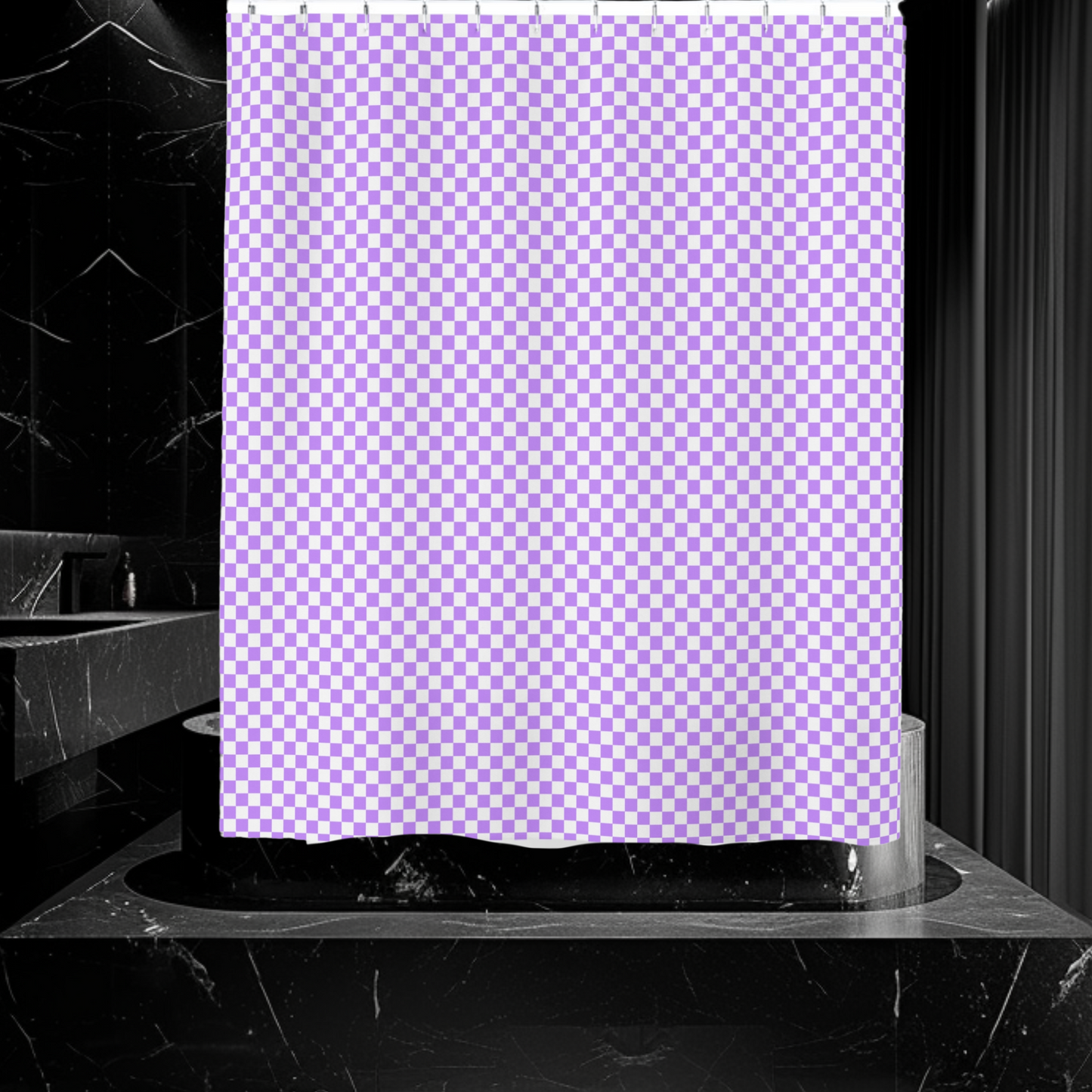 Purple Checkerboard Shower Curtain