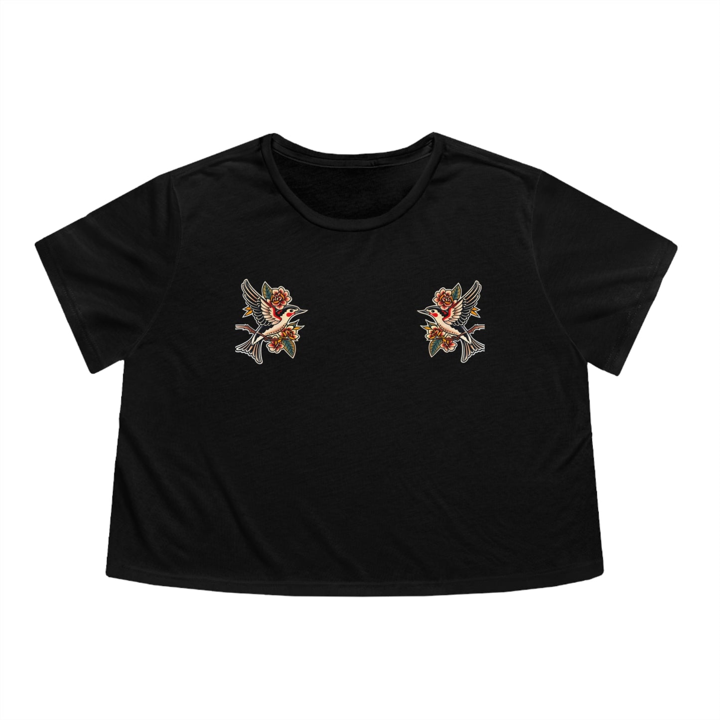 Swallow Tattoo Flowy Cropped Tee