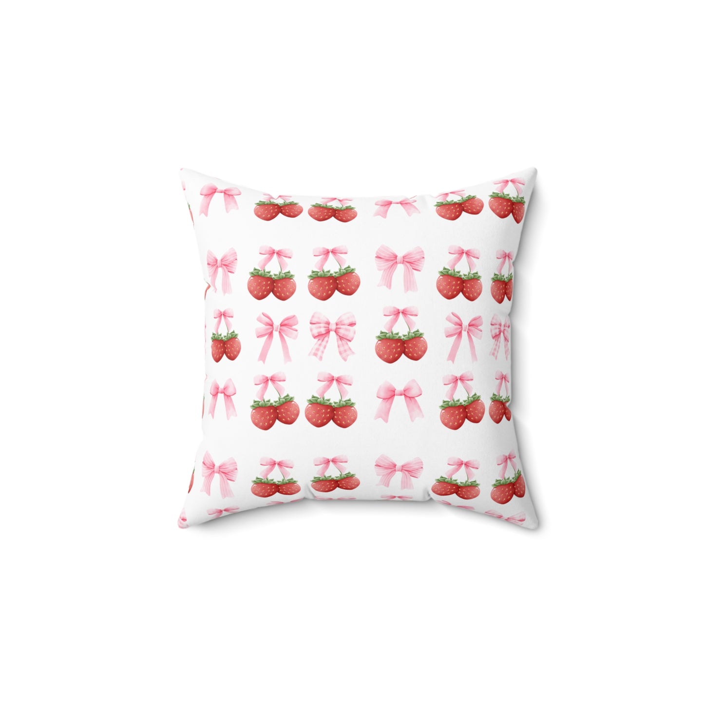 Strawberry Coquette Square Pillow
