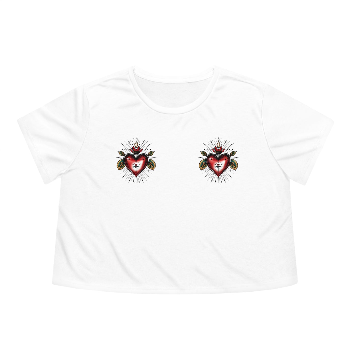 Sacred Heart Flowy Cropped Tee