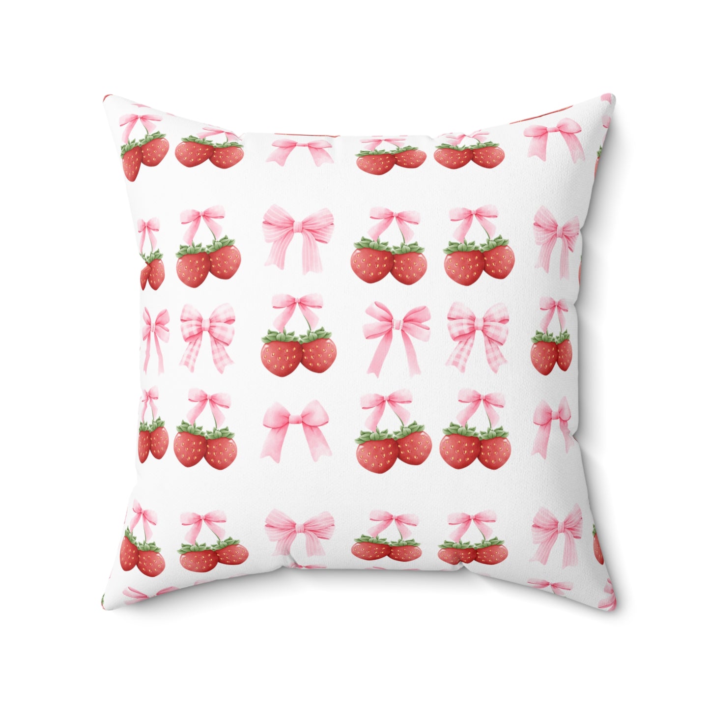 Strawberry Coquette Square Pillow