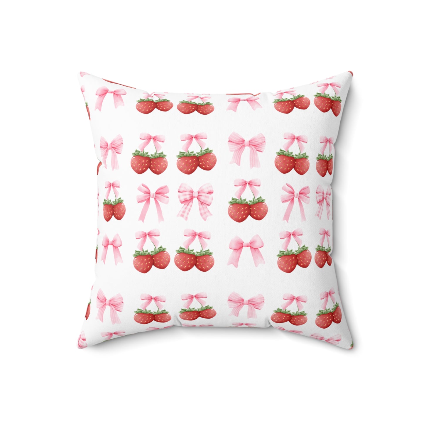 Strawberry Coquette Square Pillow