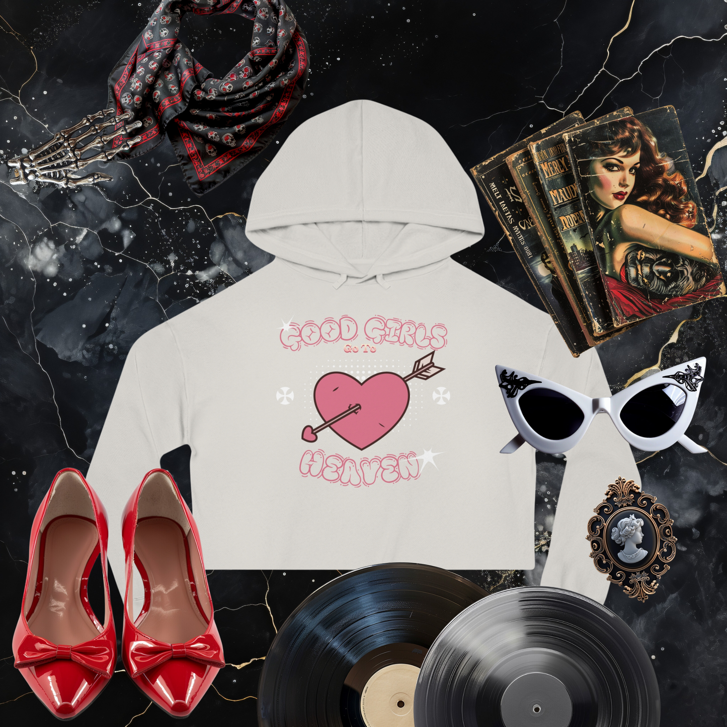 Good Girls go to Heaven Cropped Hooded Sweatshirt