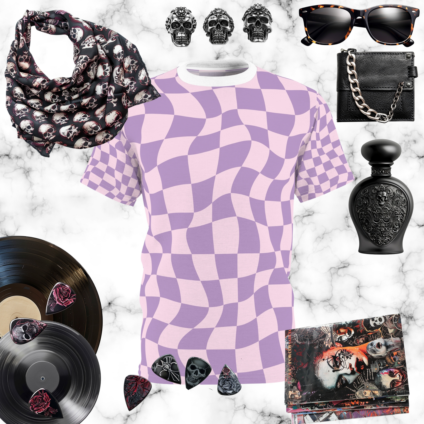 Lavender Checkerboard Tee