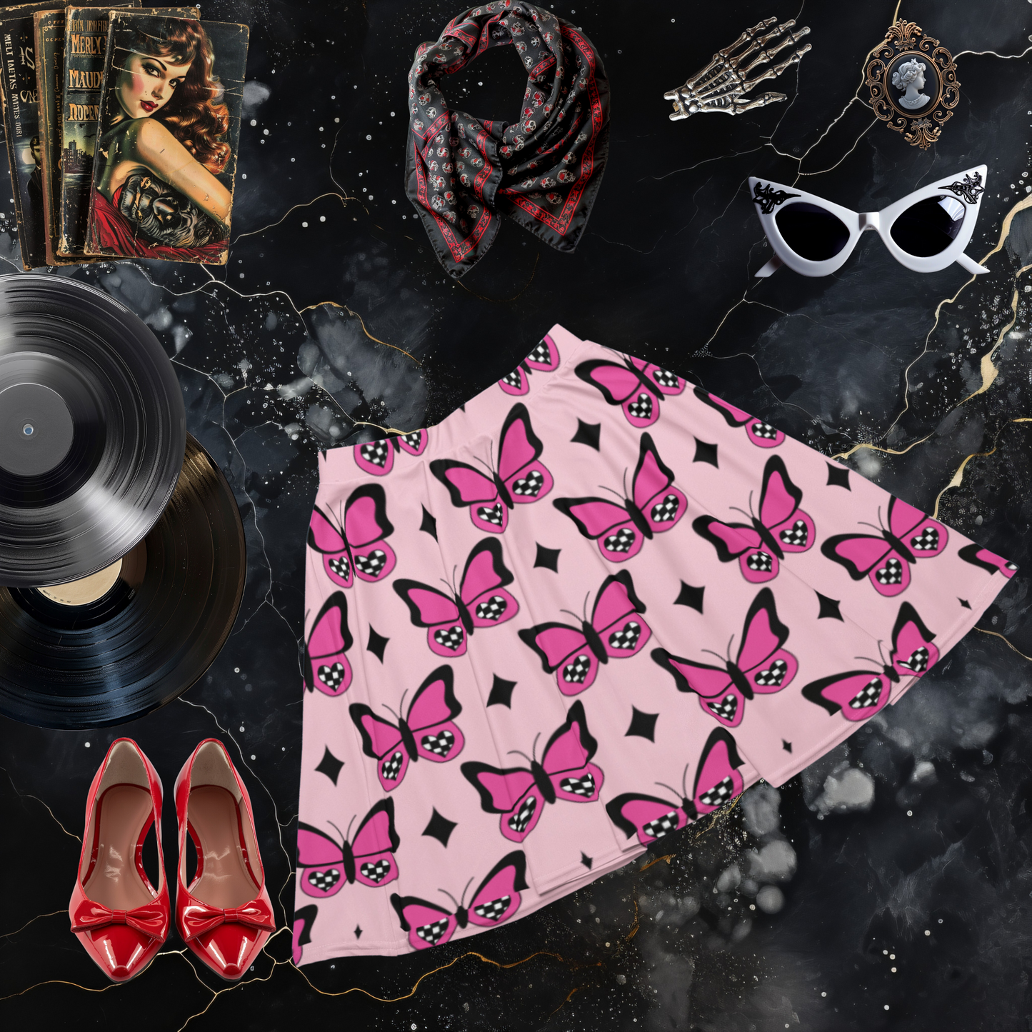 Y2K Butterflies Skater Skirt