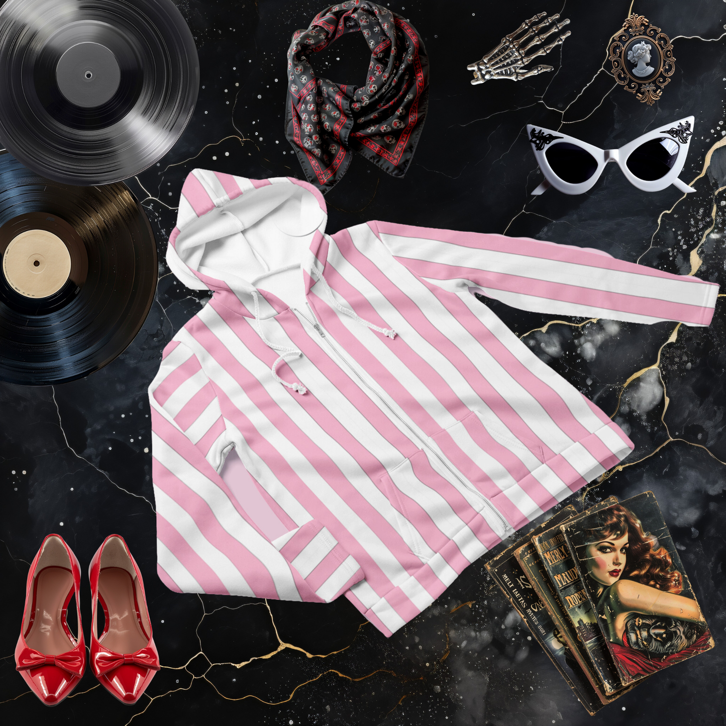 Candy Stripe Zip Hoodie