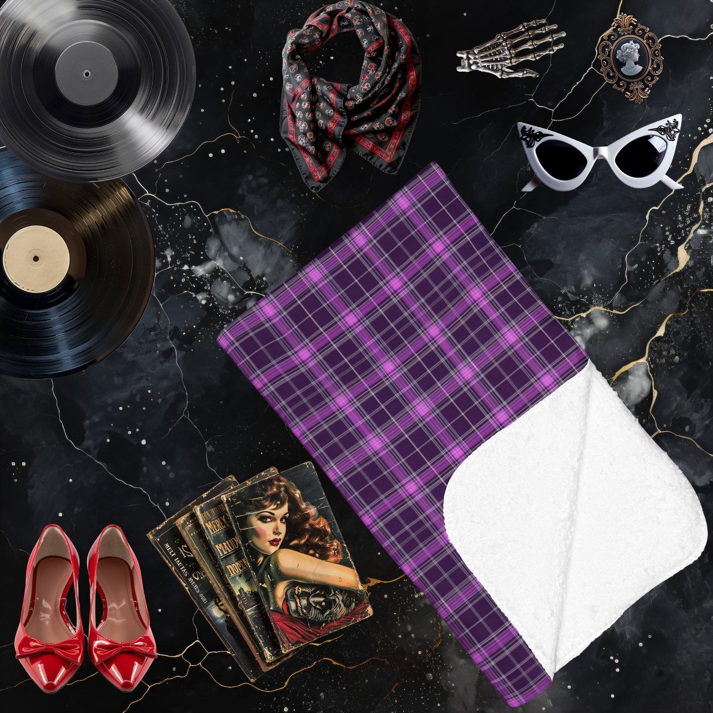 Purple Plaid Arctic Fleece Blanket