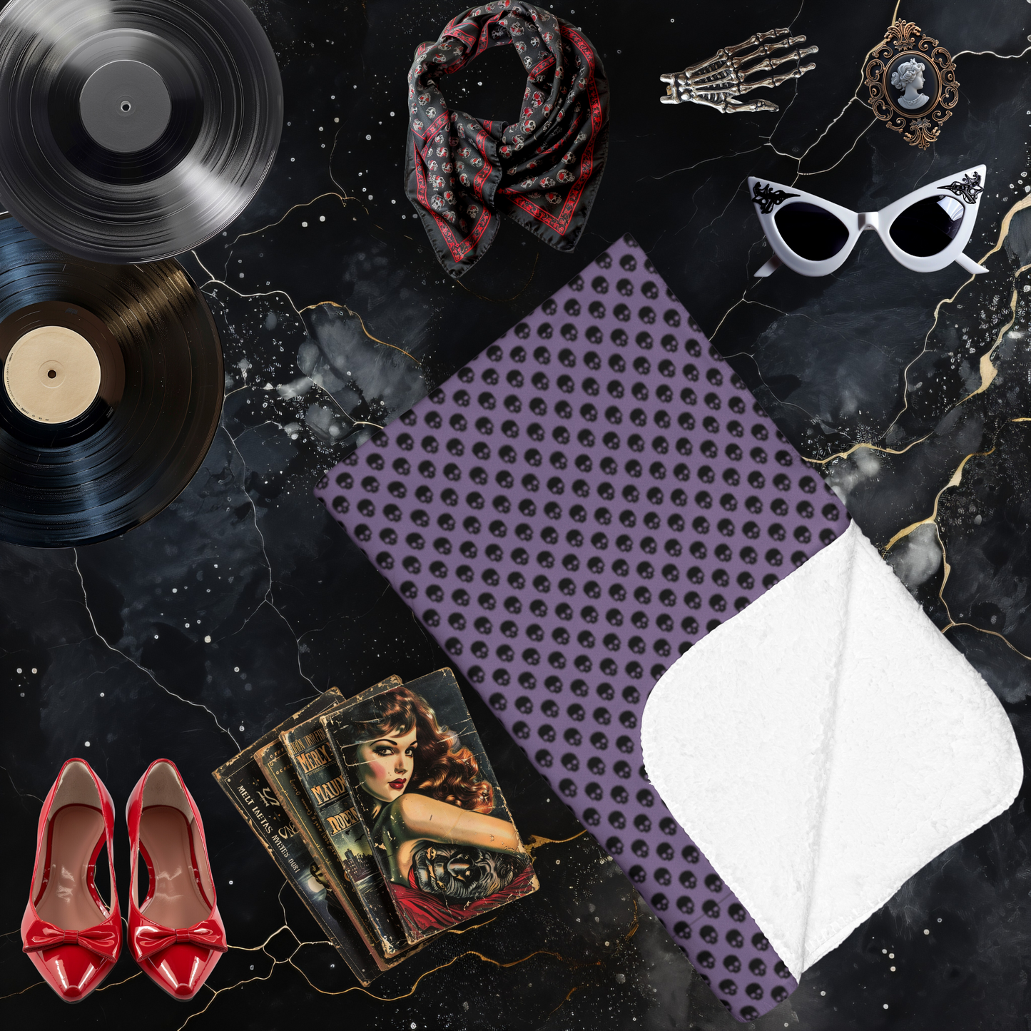 Purple Skull Arctic Fleece Blanket