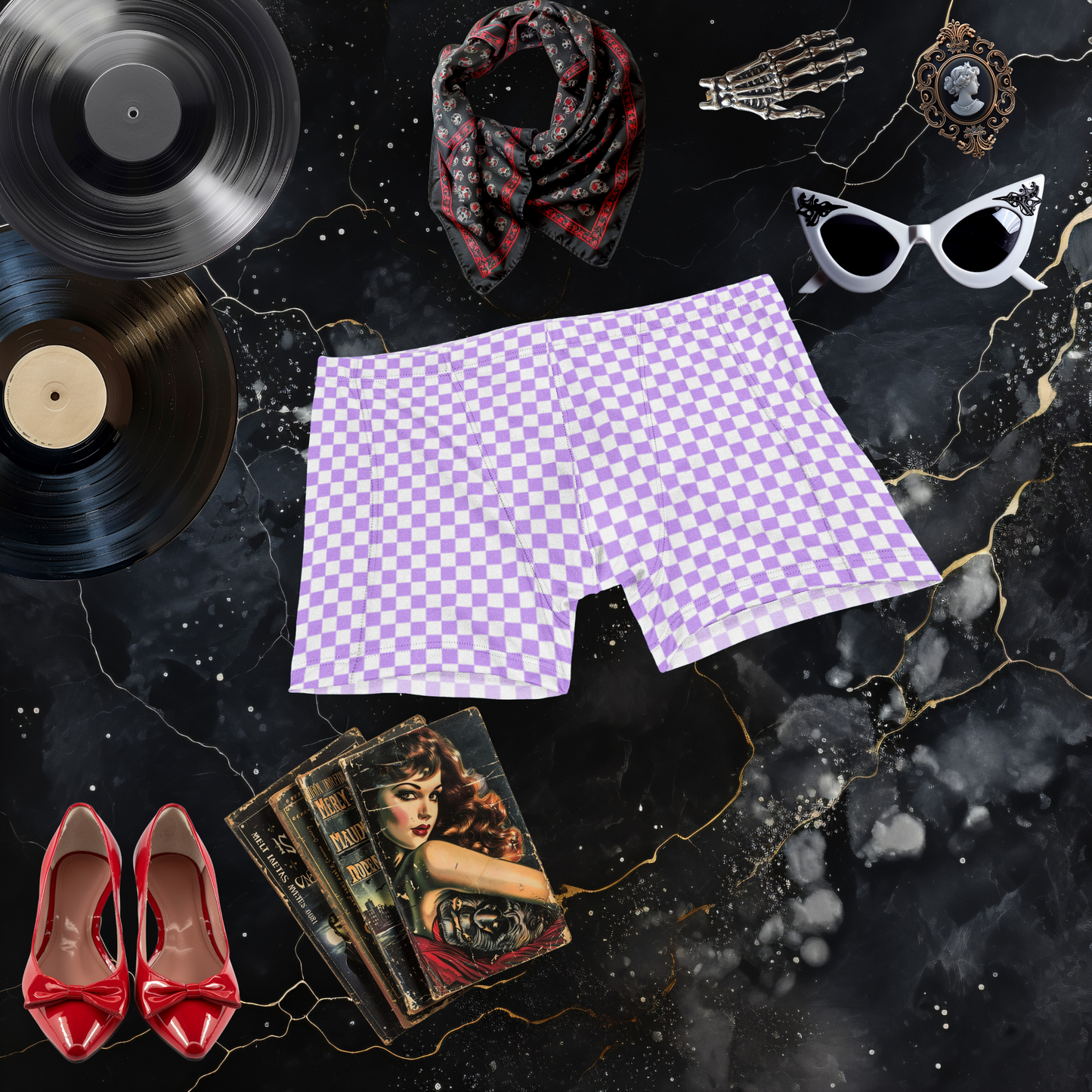 Purple Checkerboard Shorts