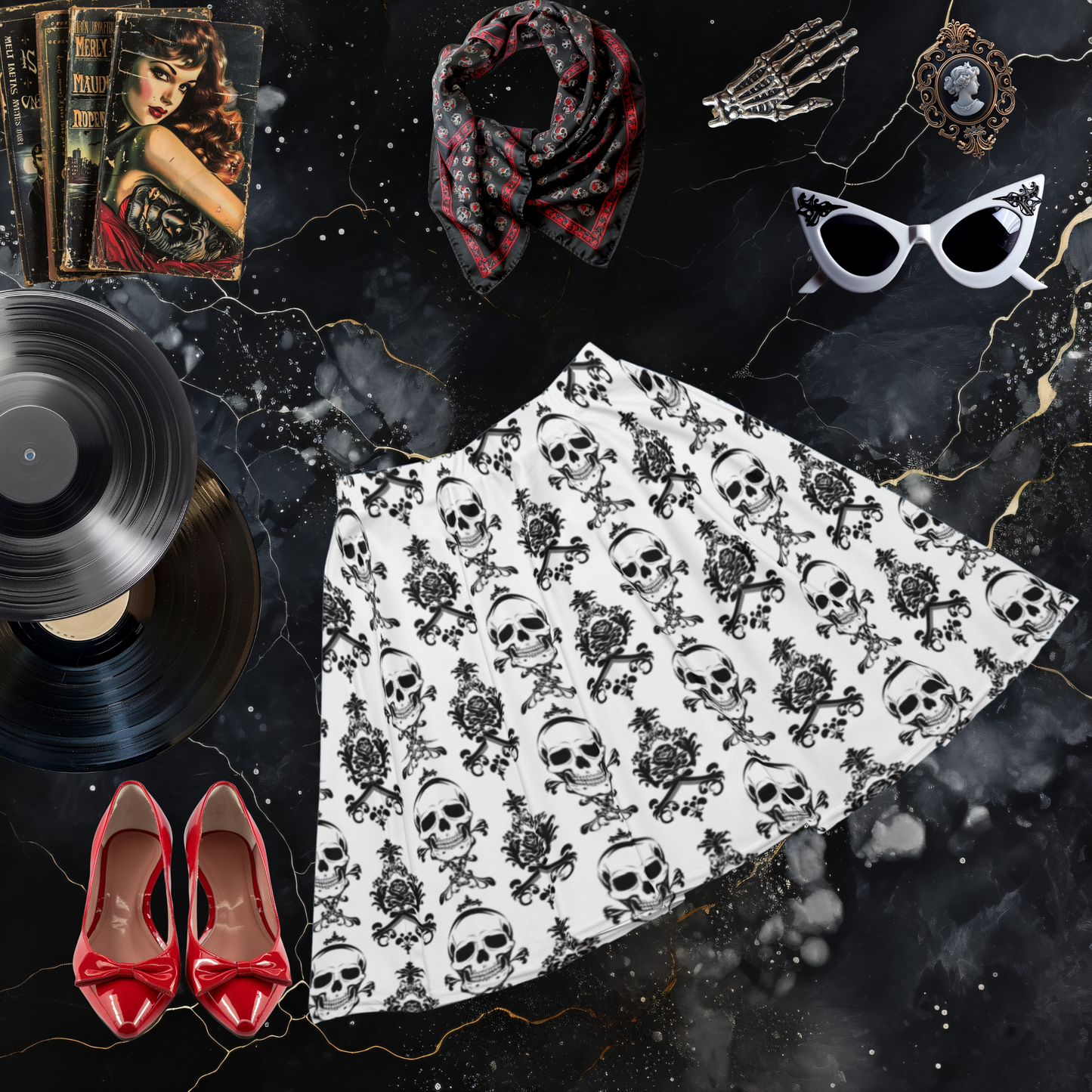 Crossbones Craze Skater Skirt