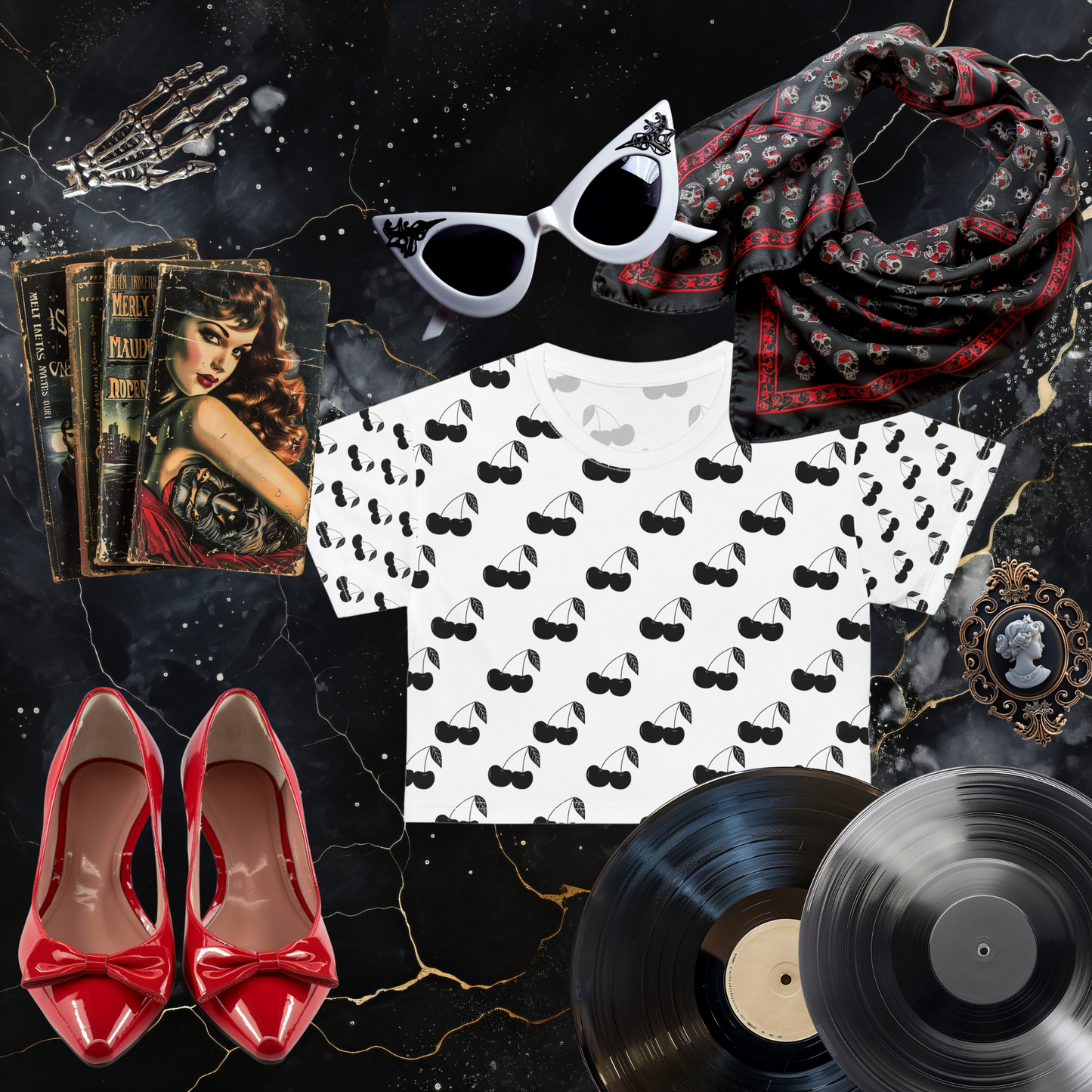 Black Cherry Crop Tee