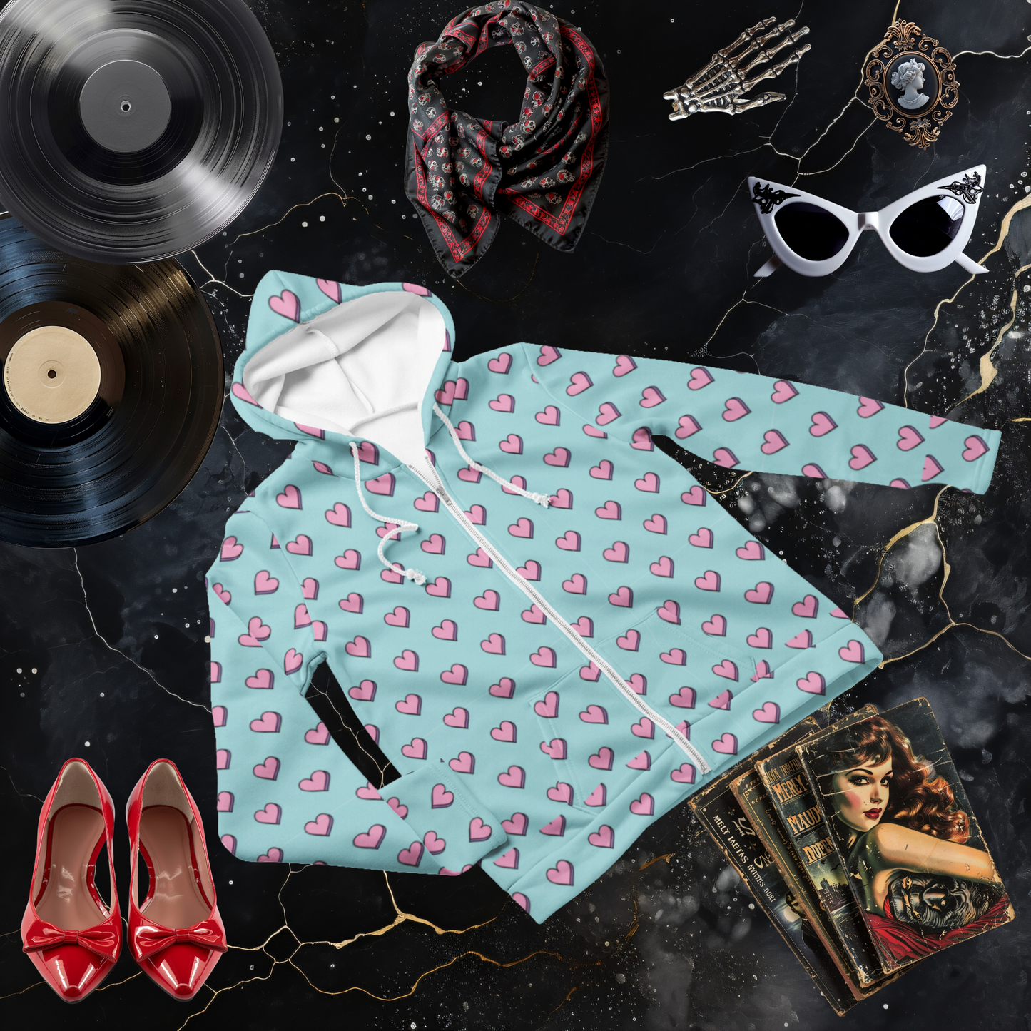 Hearts Zip Hoodie