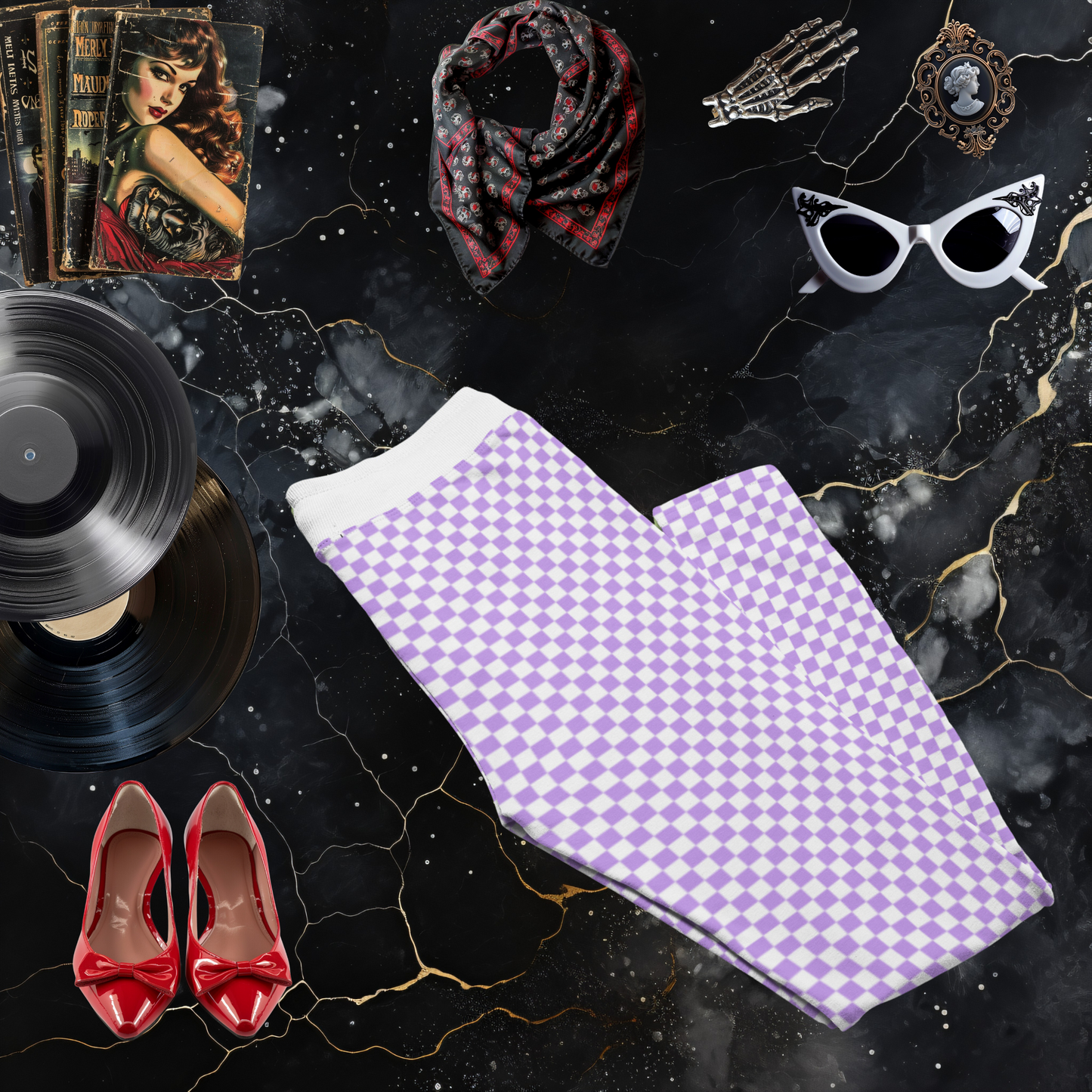 Purple Checkerboard Leggings