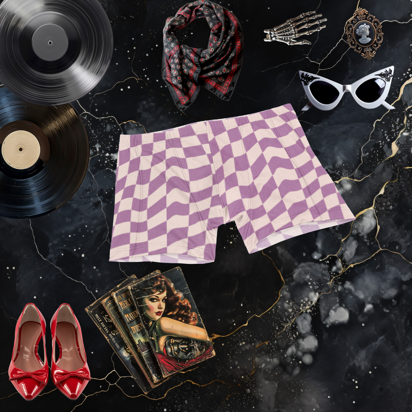 Lavender Checkerboard Shorts