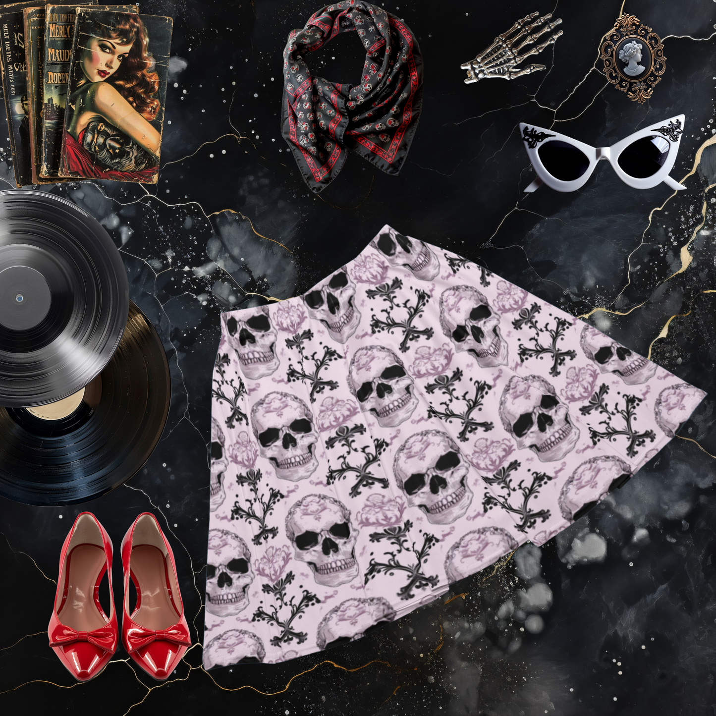 Skeletal Swagger Skater Skirt