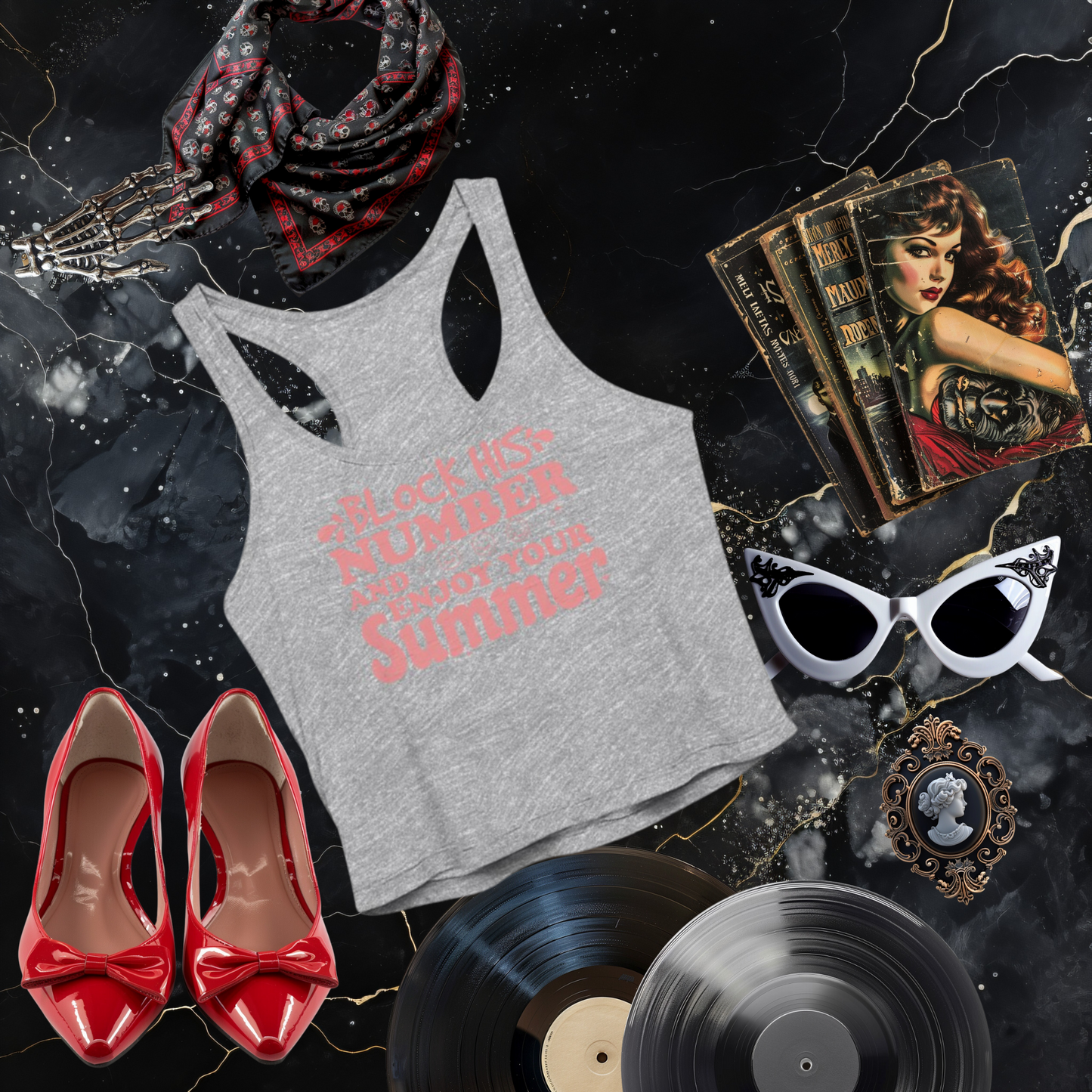 Block His Number Sheer Cropped Racer Tank