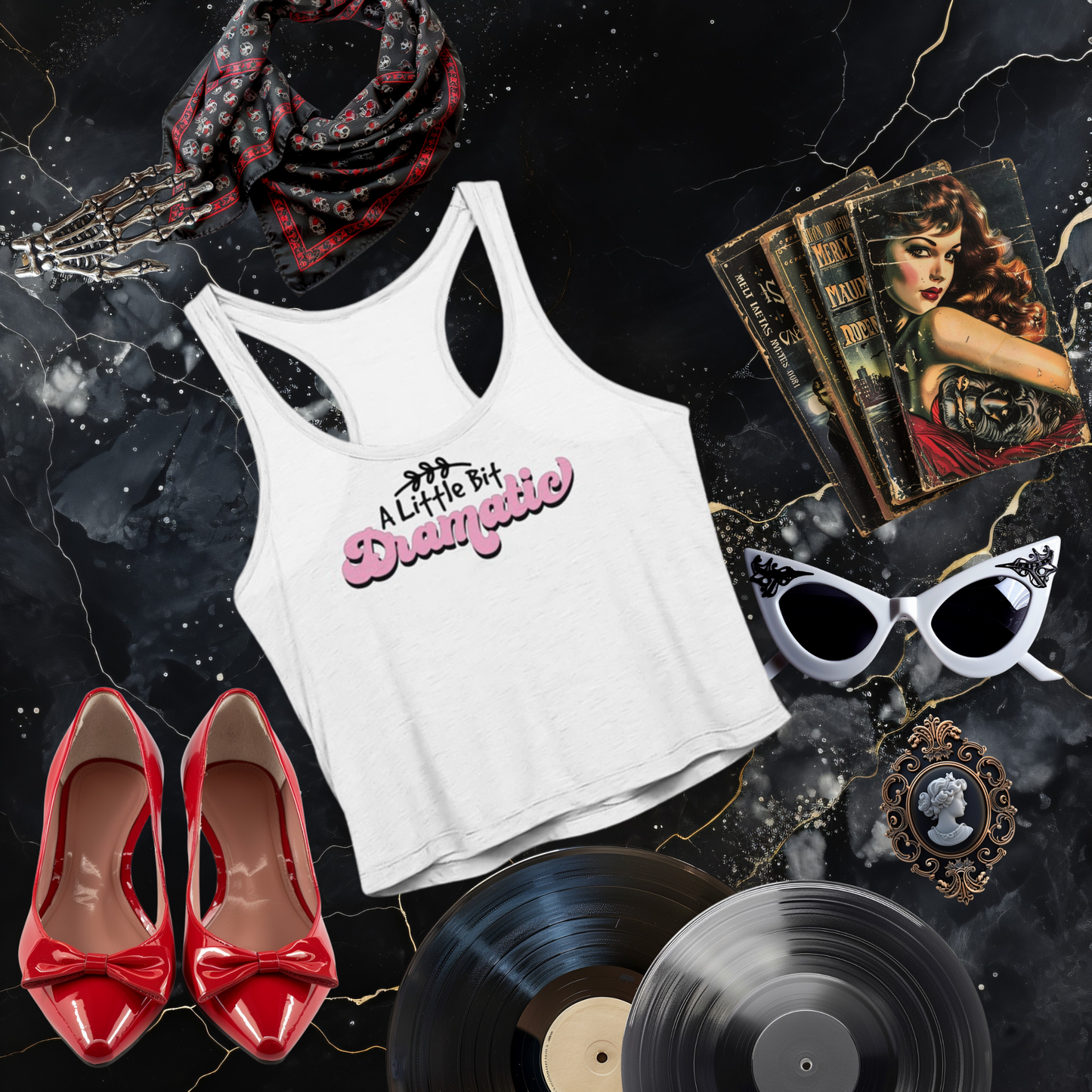 A Little Bit Dramatic Sheer Cropped Racer Tank