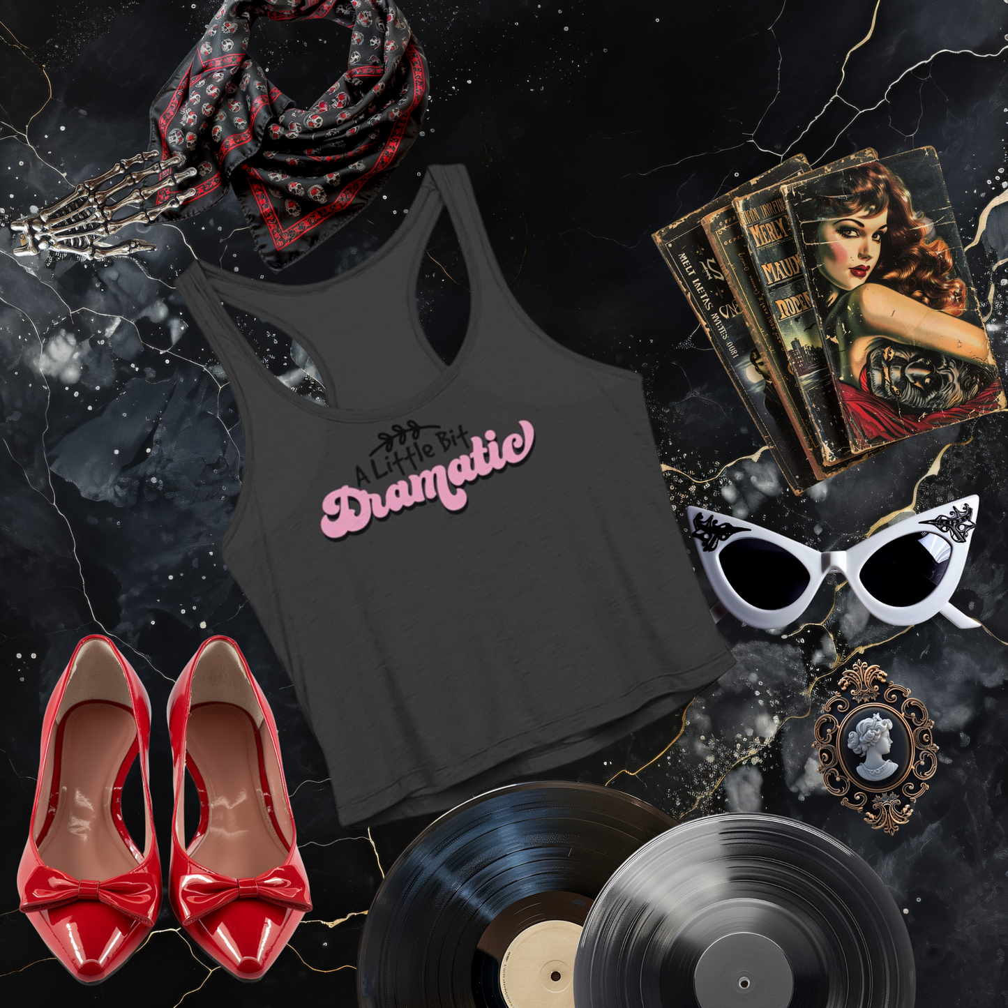 A Little Bit Dramatic Sheer Cropped Racer Tank