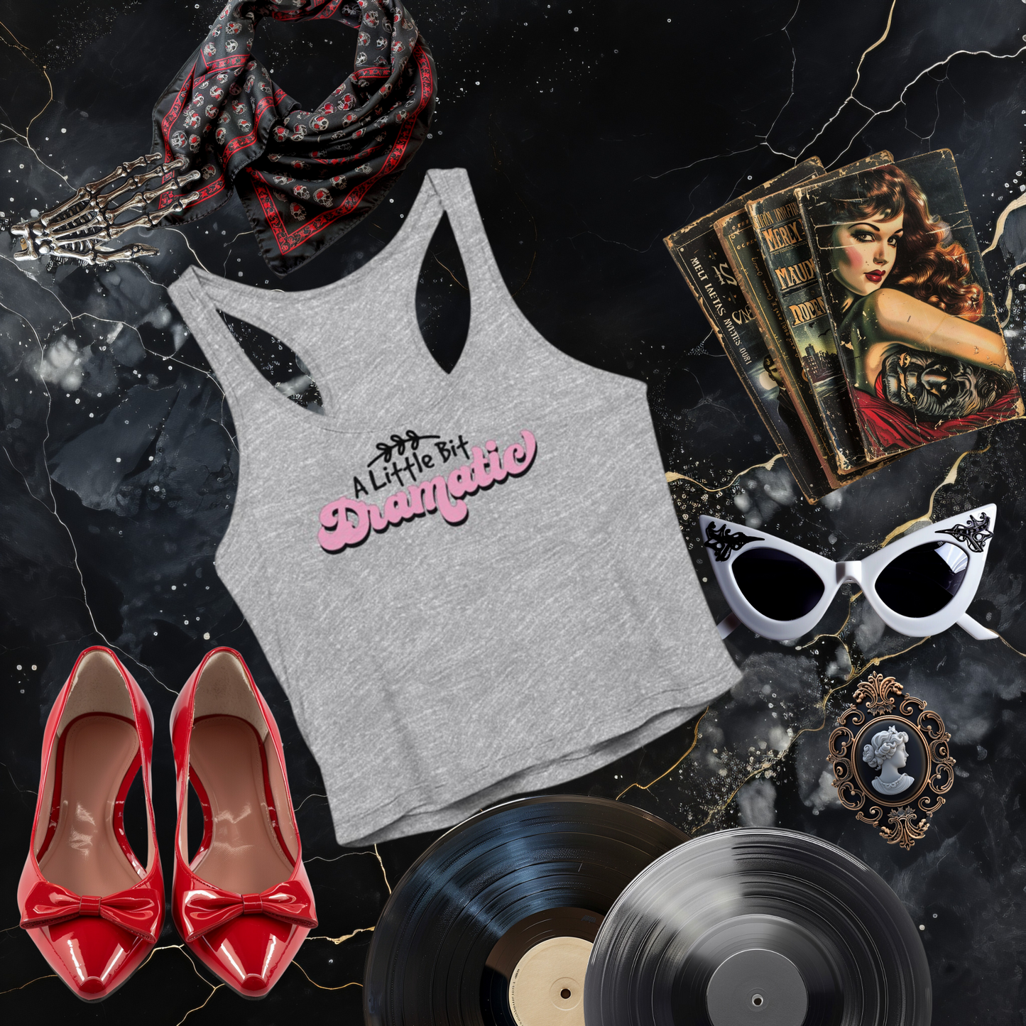 A Little Bit Dramatic Sheer Cropped Racer Tank