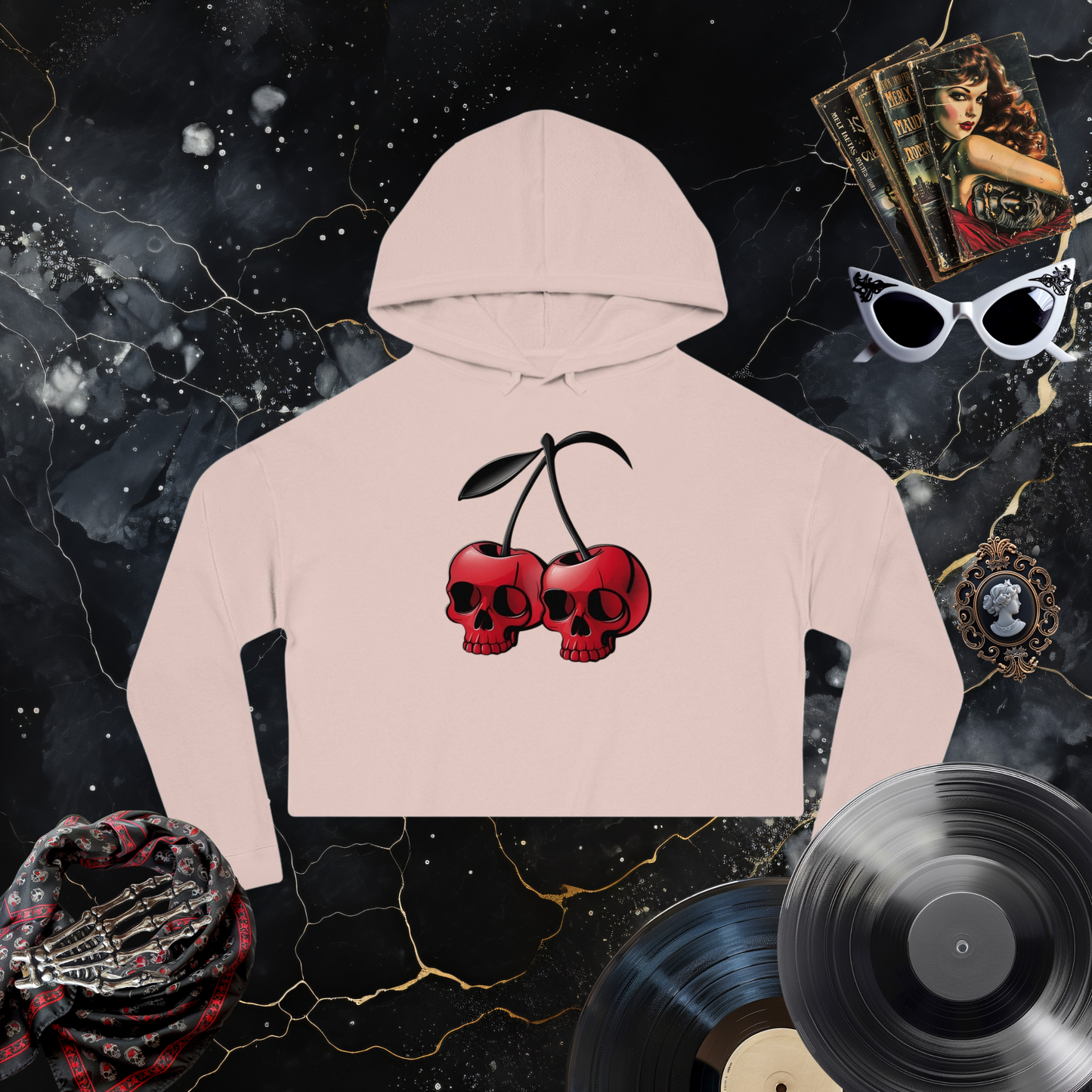 Cherry Bomb Cropped Hooded Sweatshirt
