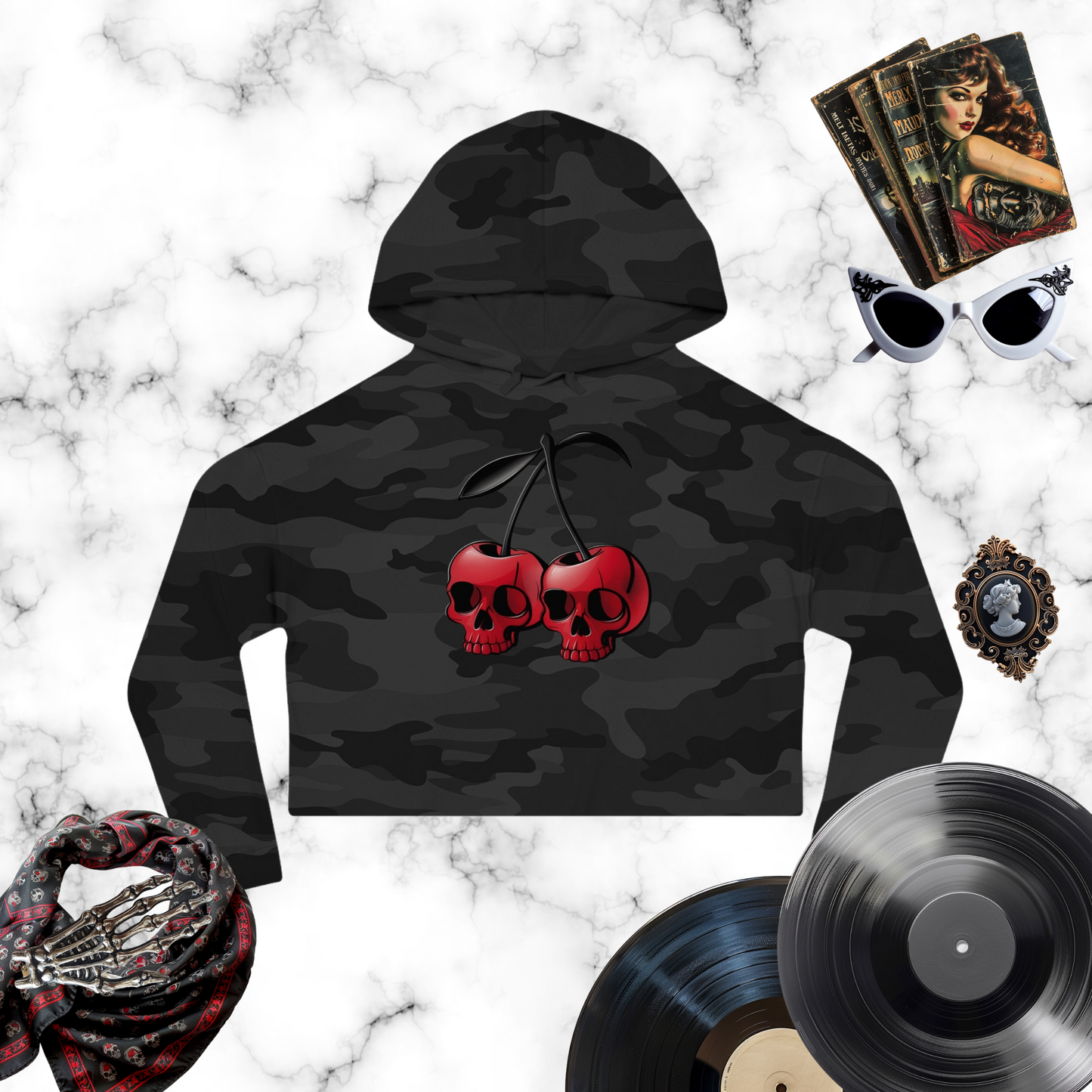 Cherry Bomb Cropped Hooded Sweatshirt