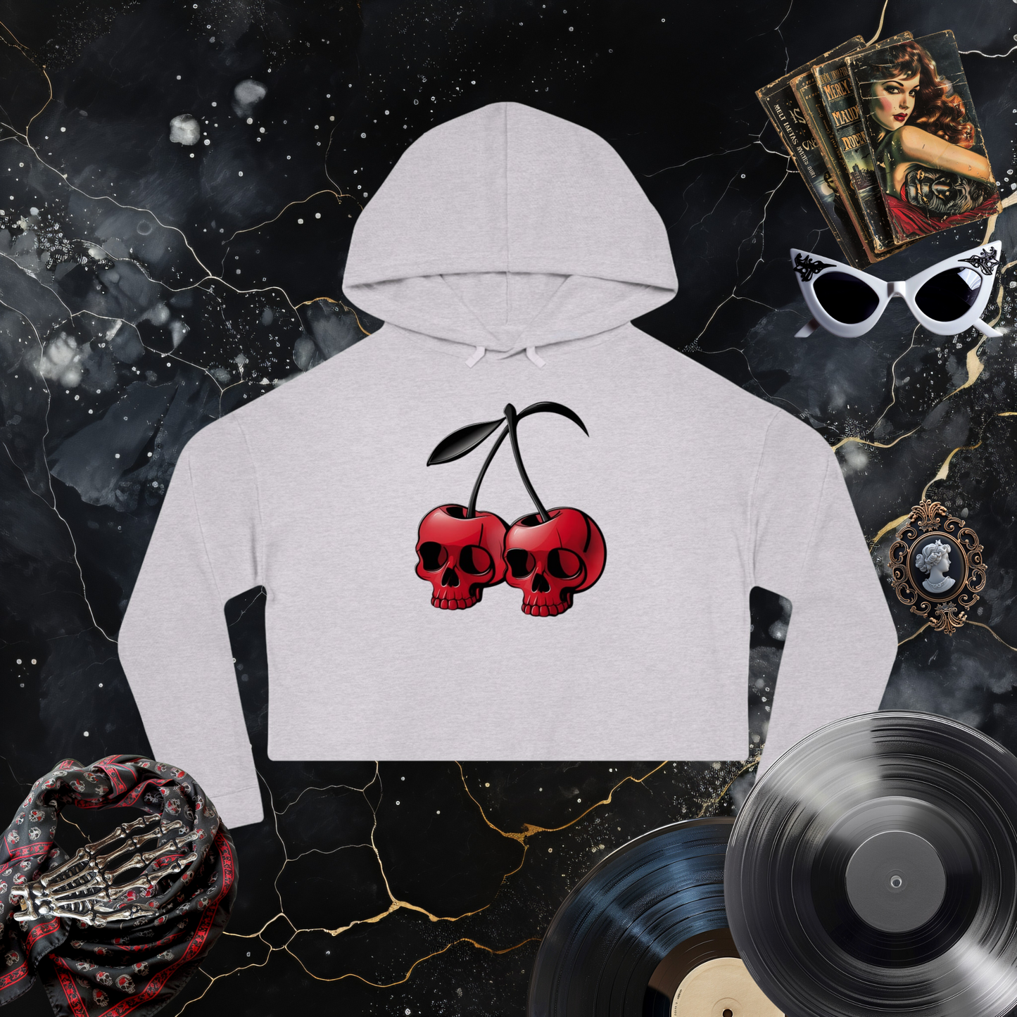 Cherry Bomb Cropped Hooded Sweatshirt