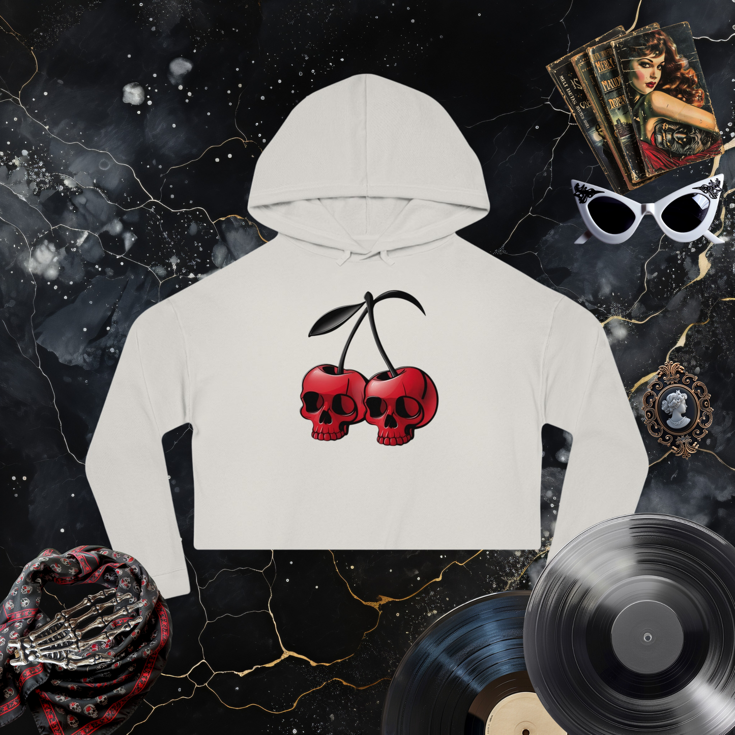 Cherry Bomb Cropped Hooded Sweatshirt