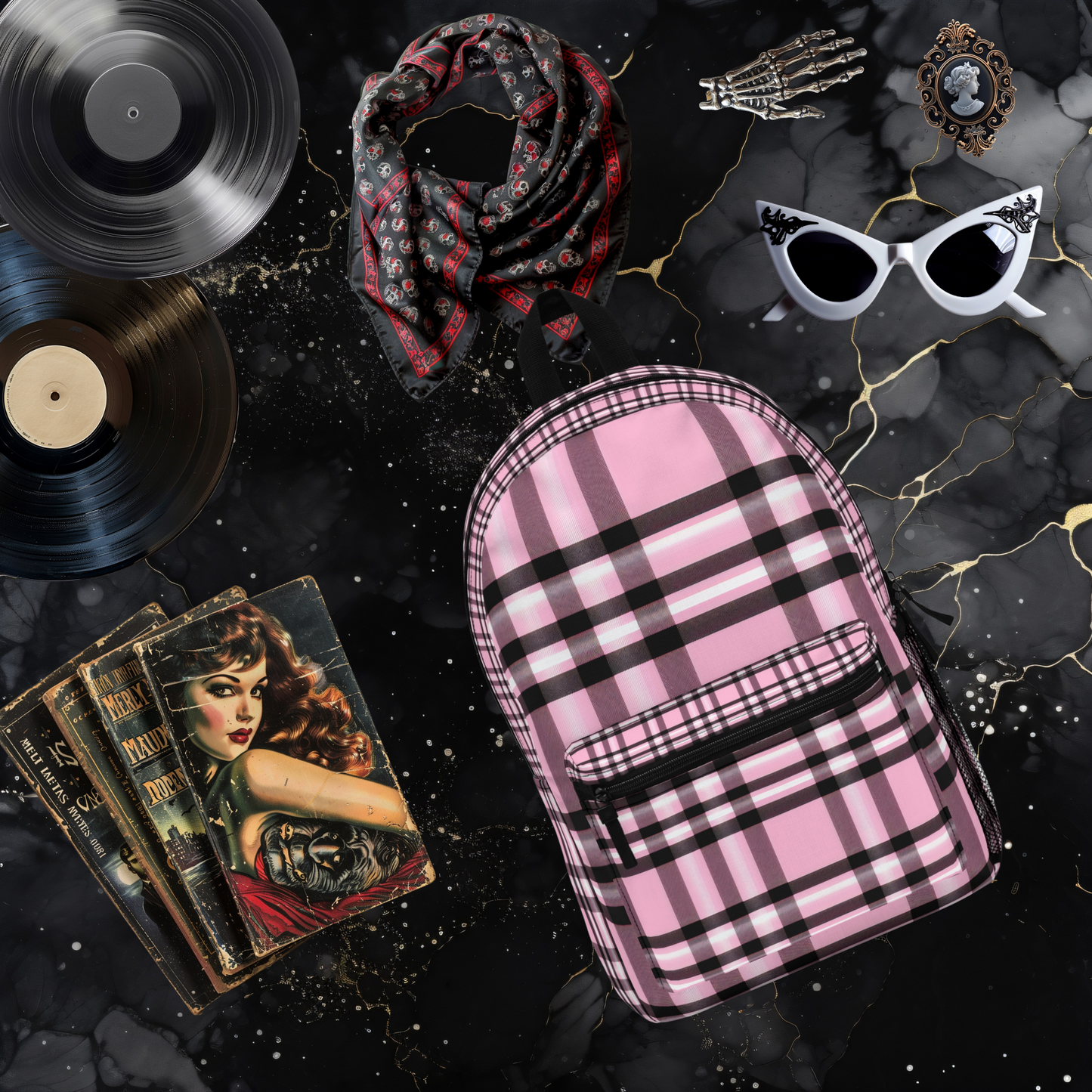 Pink Plaid Backpack