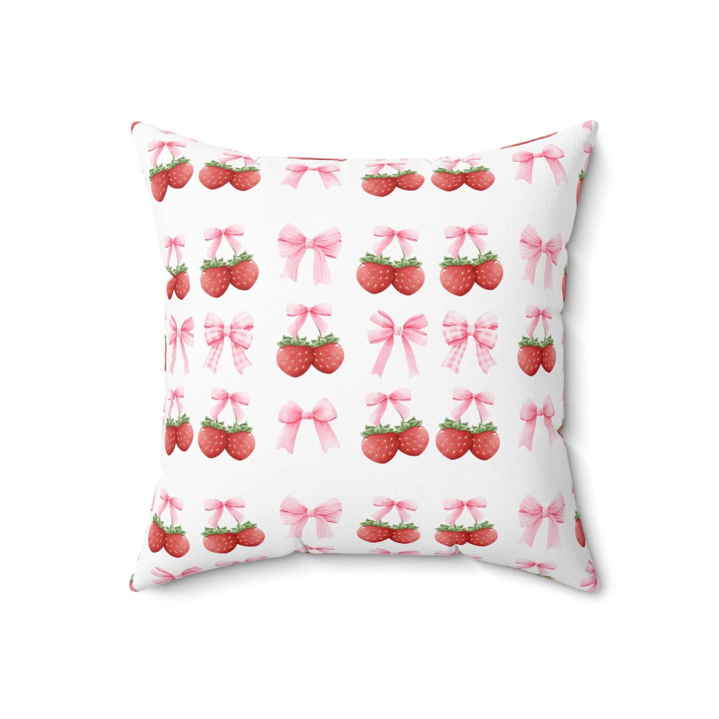 Strawberry Coquette Square Pillow