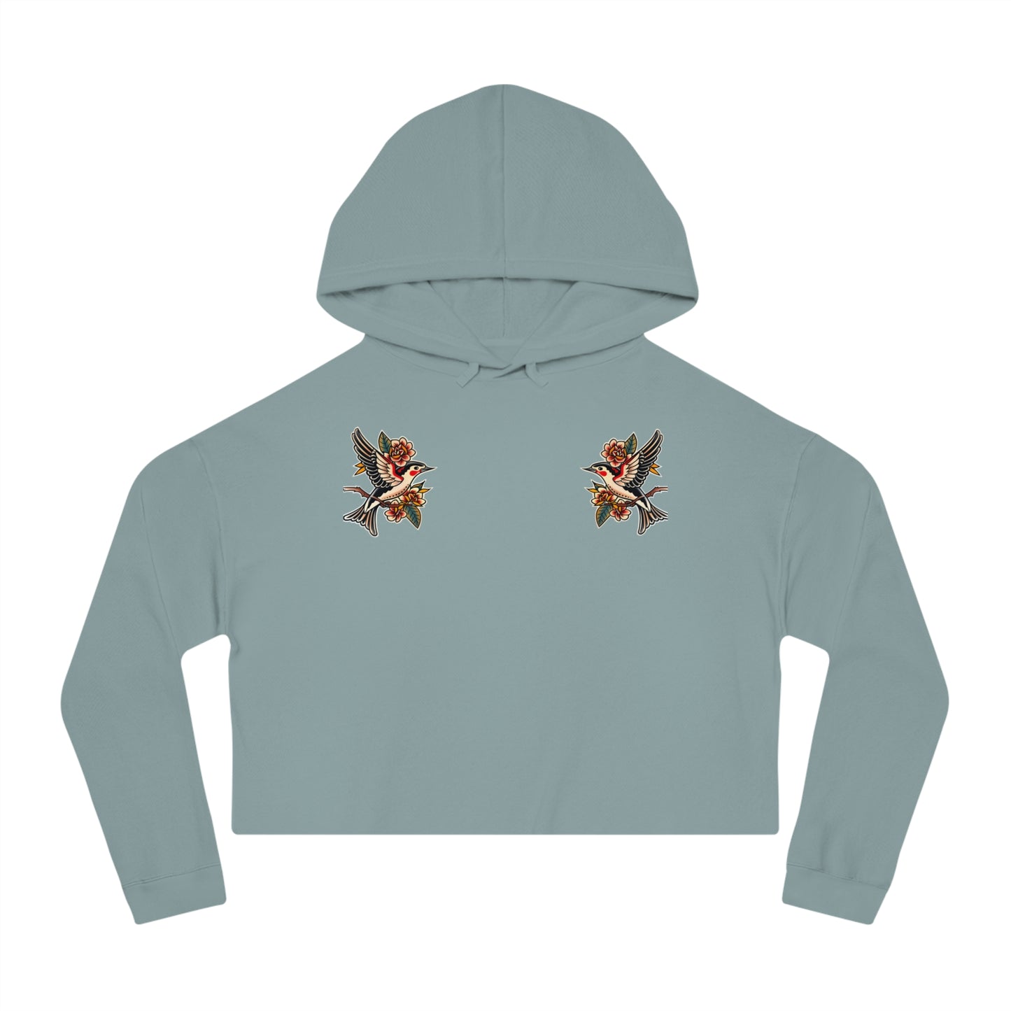 Swallow Tattoo Cropped Hooded Sweatshirt