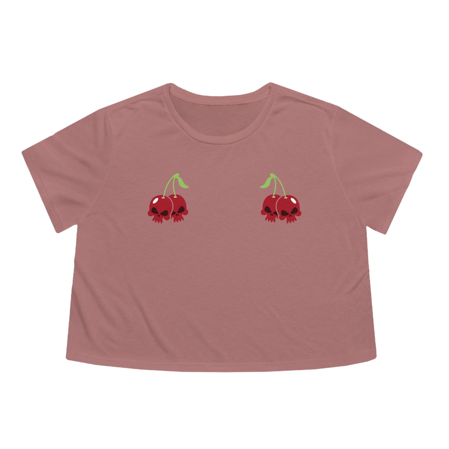 Cherry Skulls Gothabilly Flowy Cropped Tee