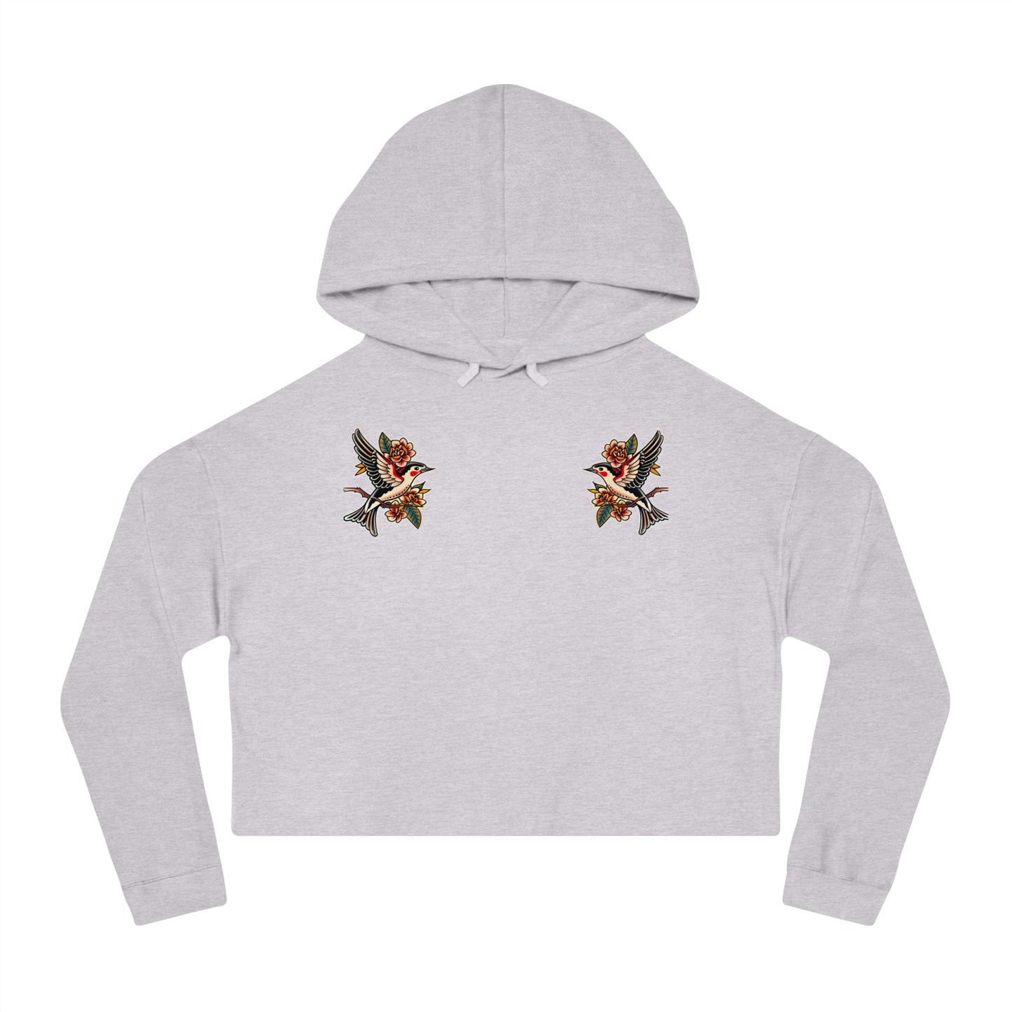 Swallow Tattoo Cropped Hooded Sweatshirt