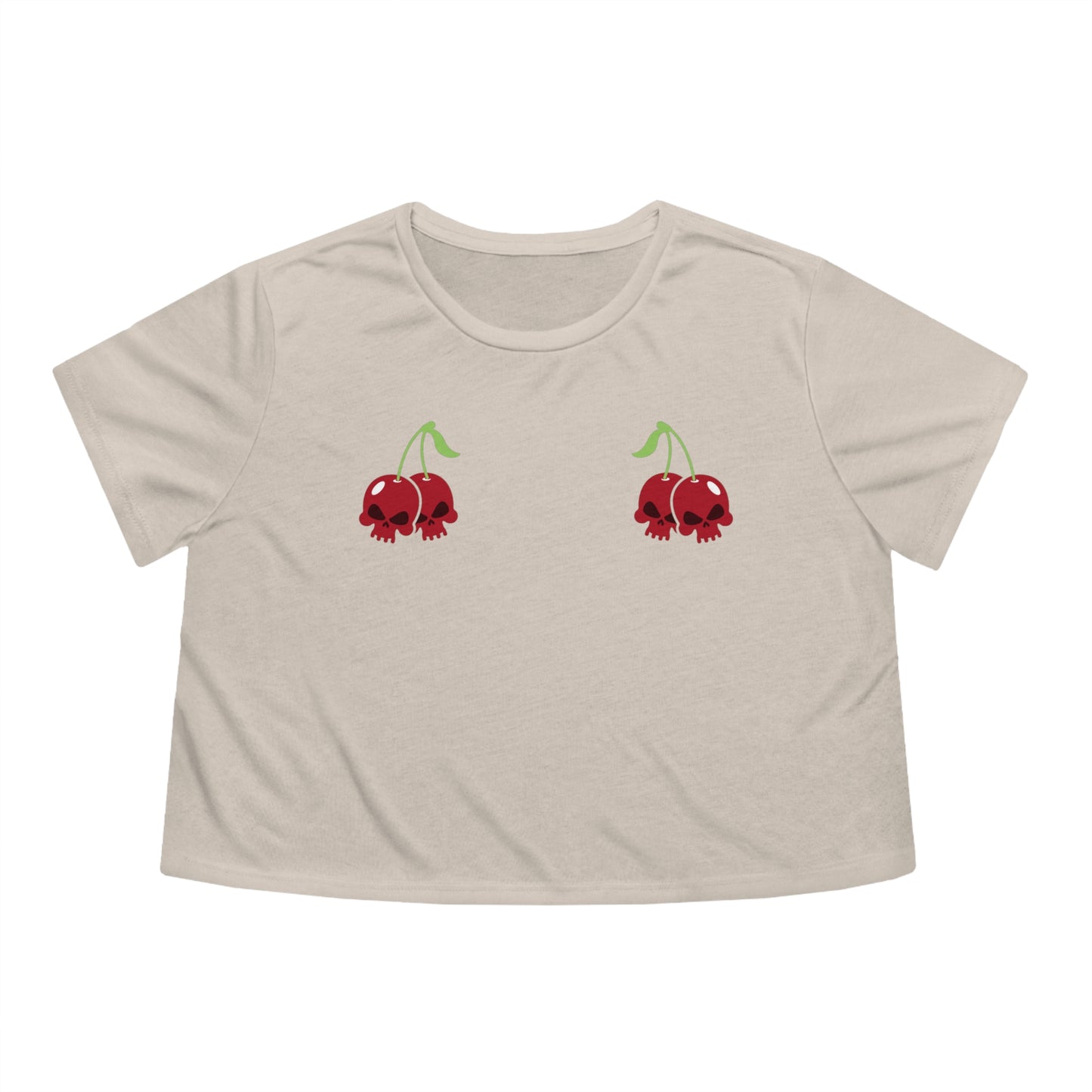 Cherry Skulls Gothabilly Flowy Cropped Tee