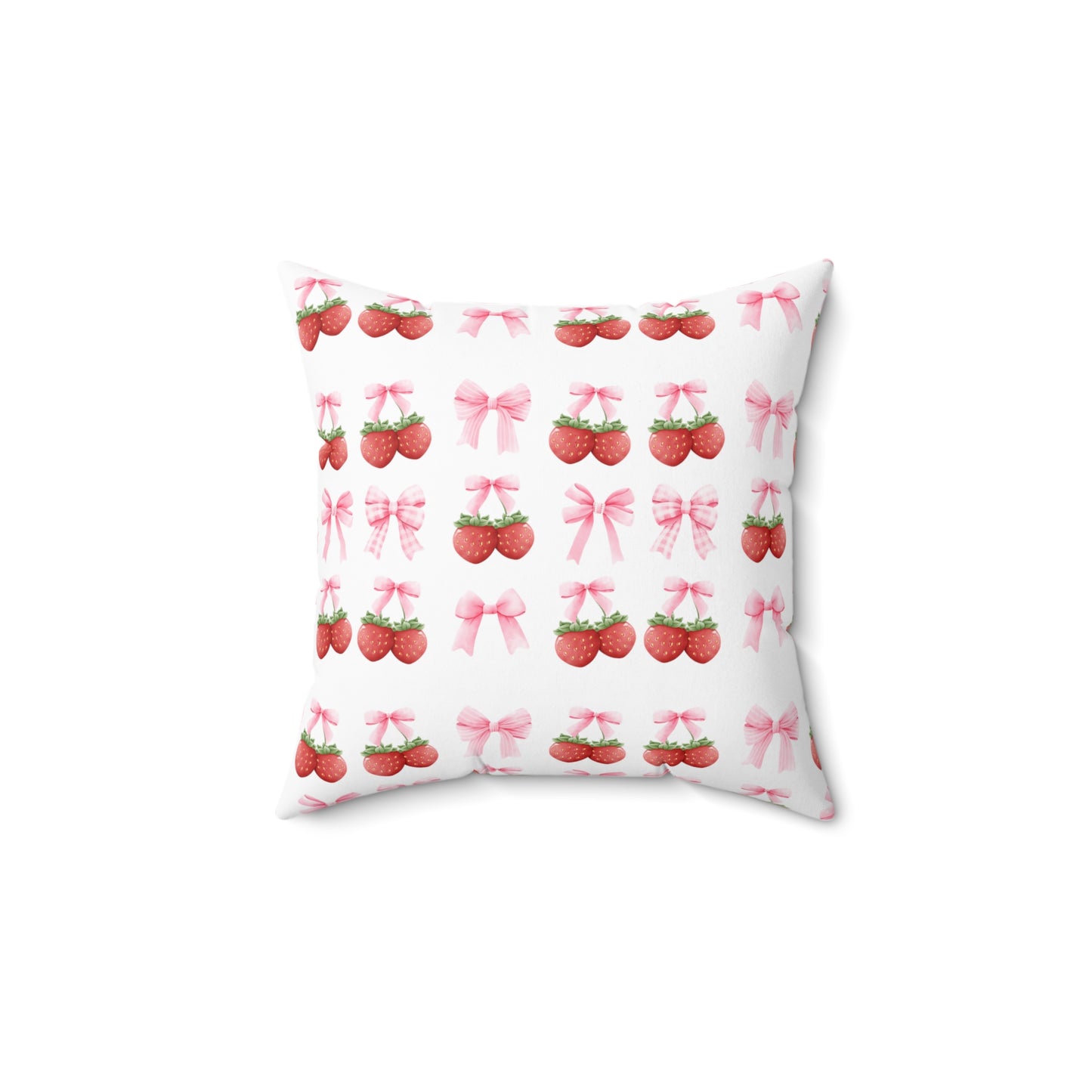 Strawberry Coquette Square Pillow