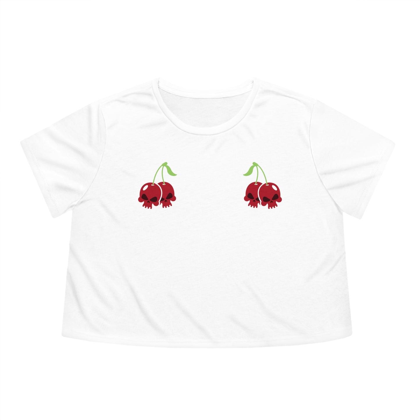 Cherry Skulls Gothabilly Flowy Cropped Tee