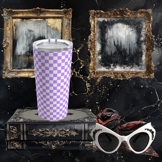 Purple Checkerboard Tumbler 20oz