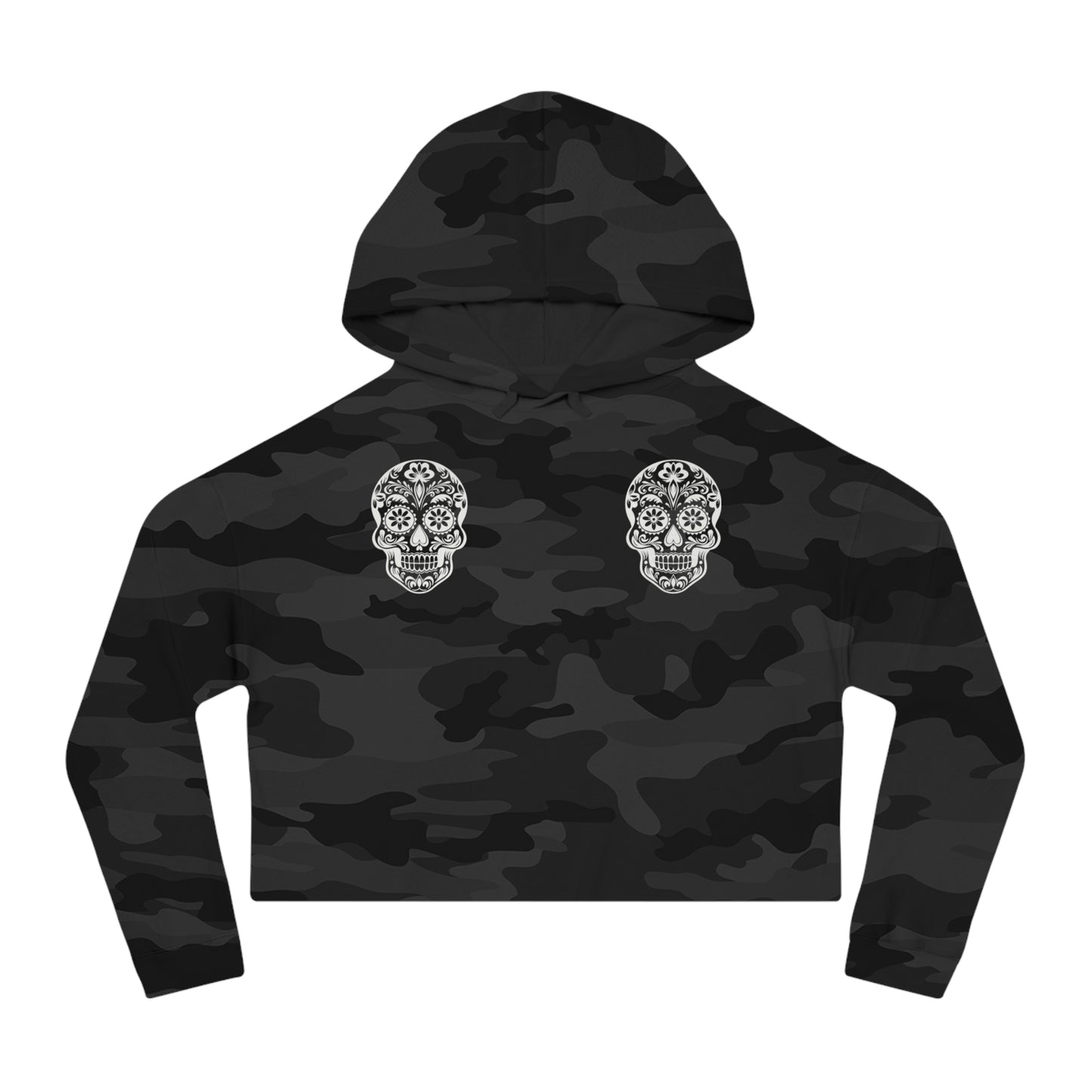 Sugar Skull Cropped Hooded Sweatshirt