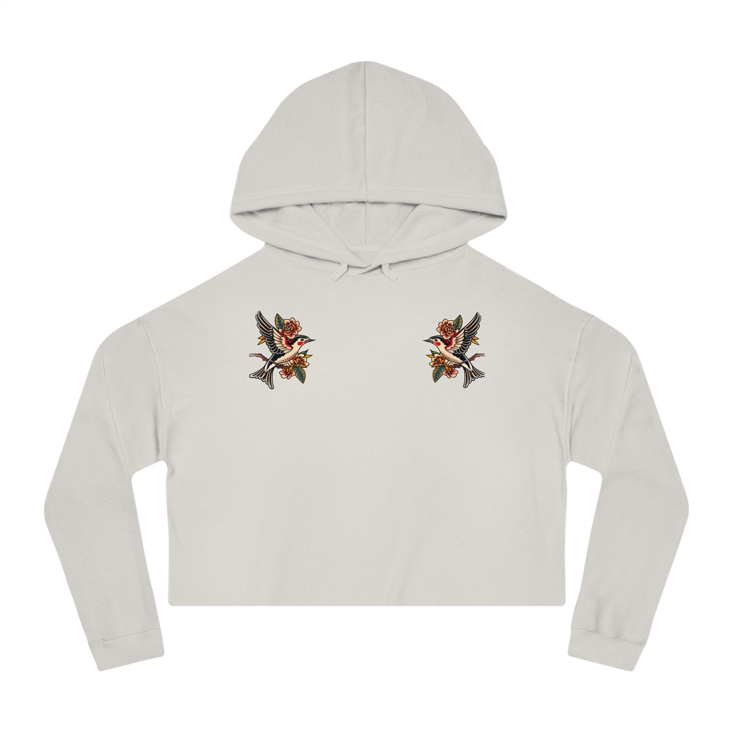 Swallow Tattoo Cropped Hooded Sweatshirt