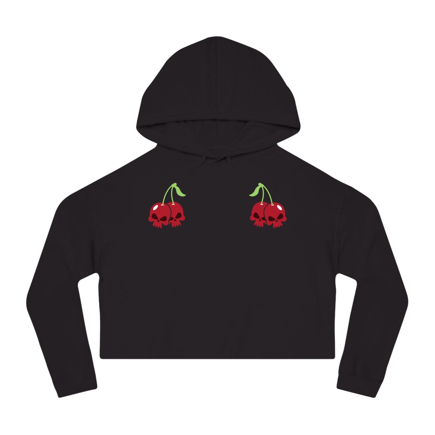 Cherry Skulls Gothabilly Cropped Hooded Sweatshirt