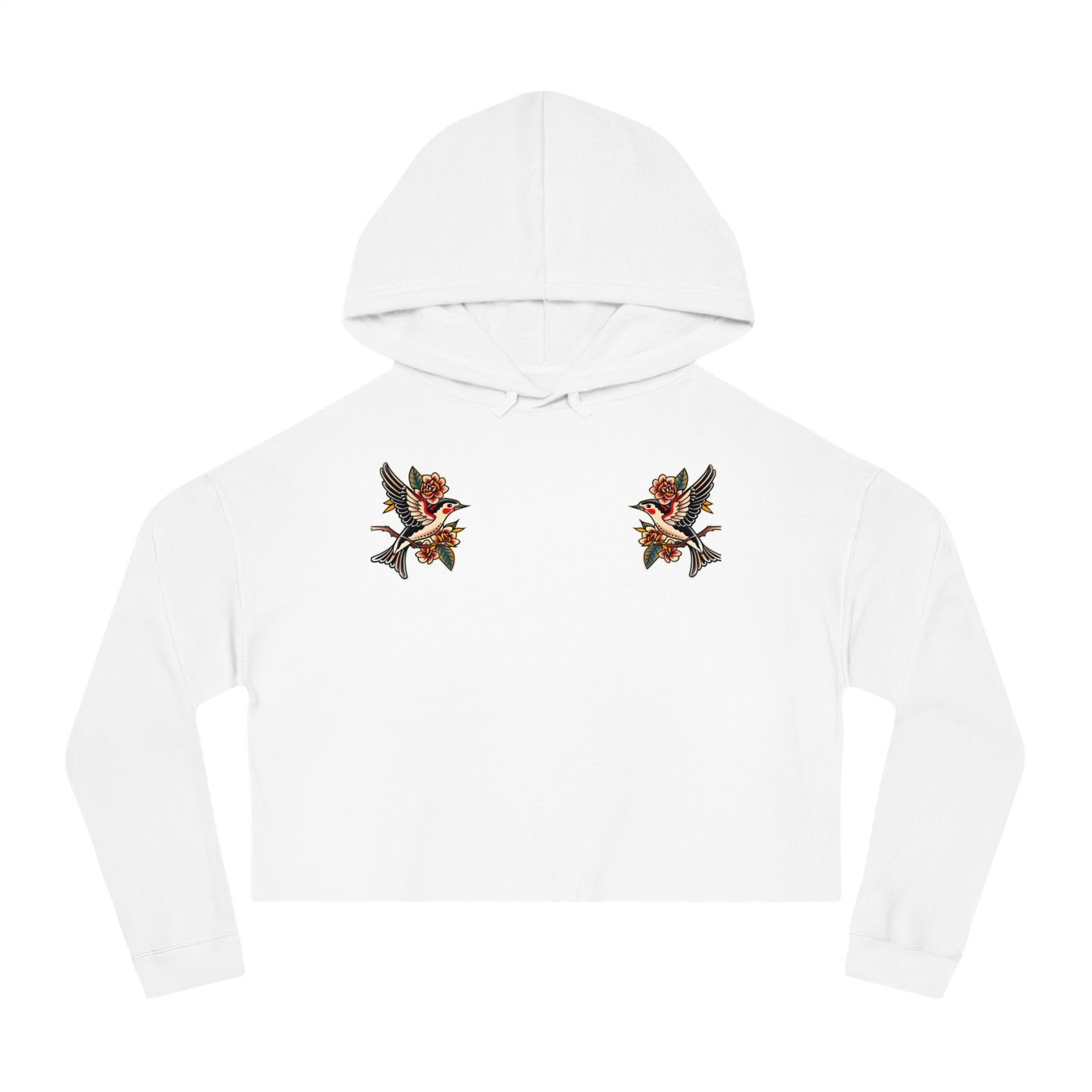 Swallow Tattoo Cropped Hooded Sweatshirt