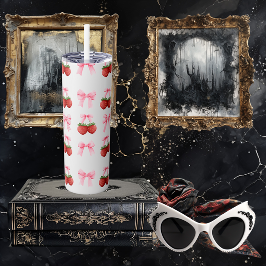 Strawberry Coquette Tumbler with Straw, 20oz