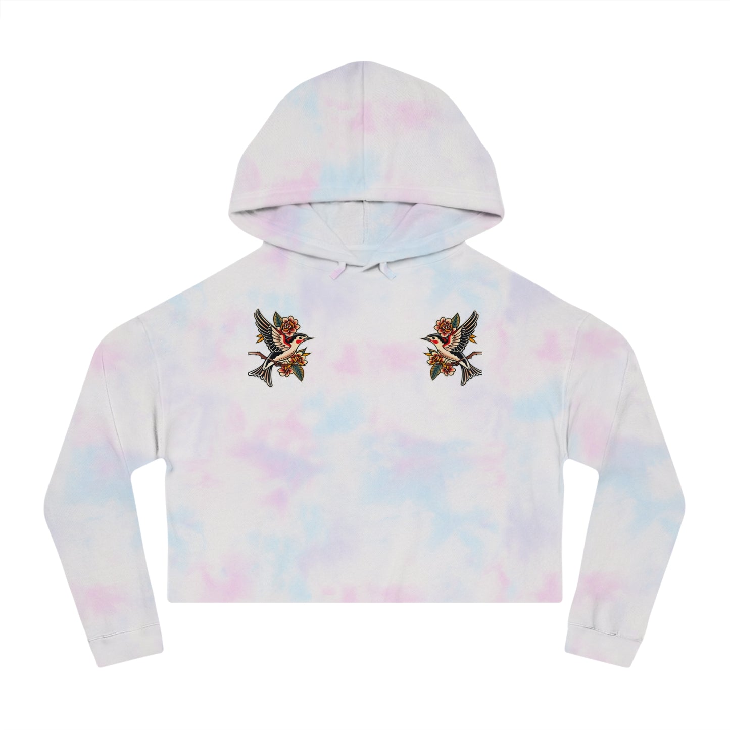 Swallow Tattoo Cropped Hooded Sweatshirt